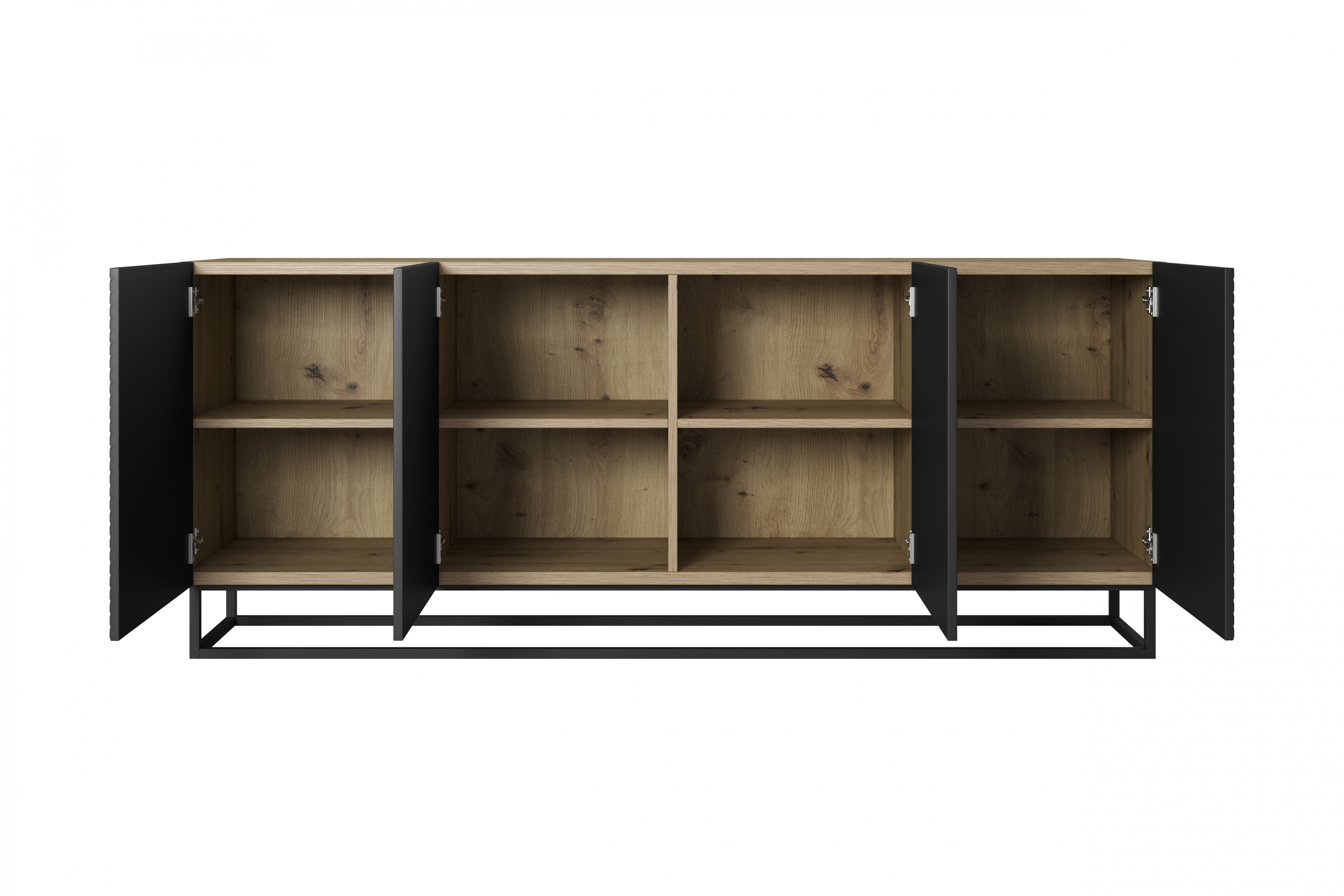 Komoda Asha 200 cm na čiernom podstavci - artisan / čierny mat Komoda Asha 200 cm - artisan / Čierny mat