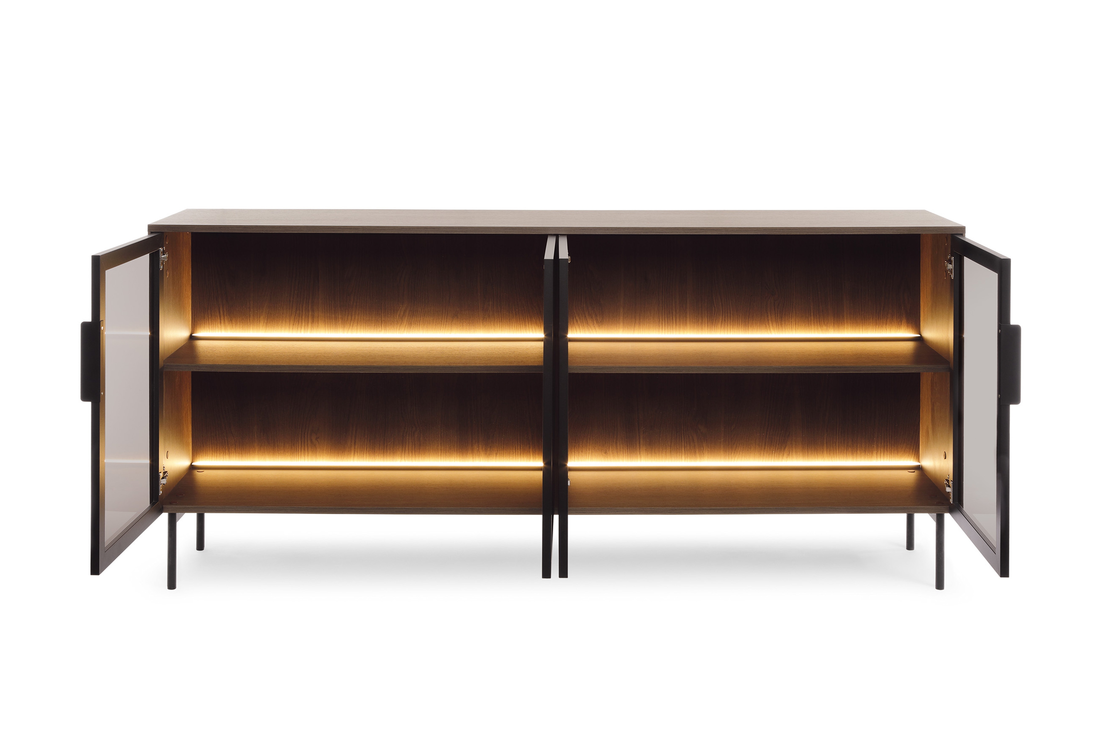 Komoda Auri 181 cm s osvetlením - dub dunin / čierna Komoda Auri 181 cm s osvetlením - Dub dunin / Čierny