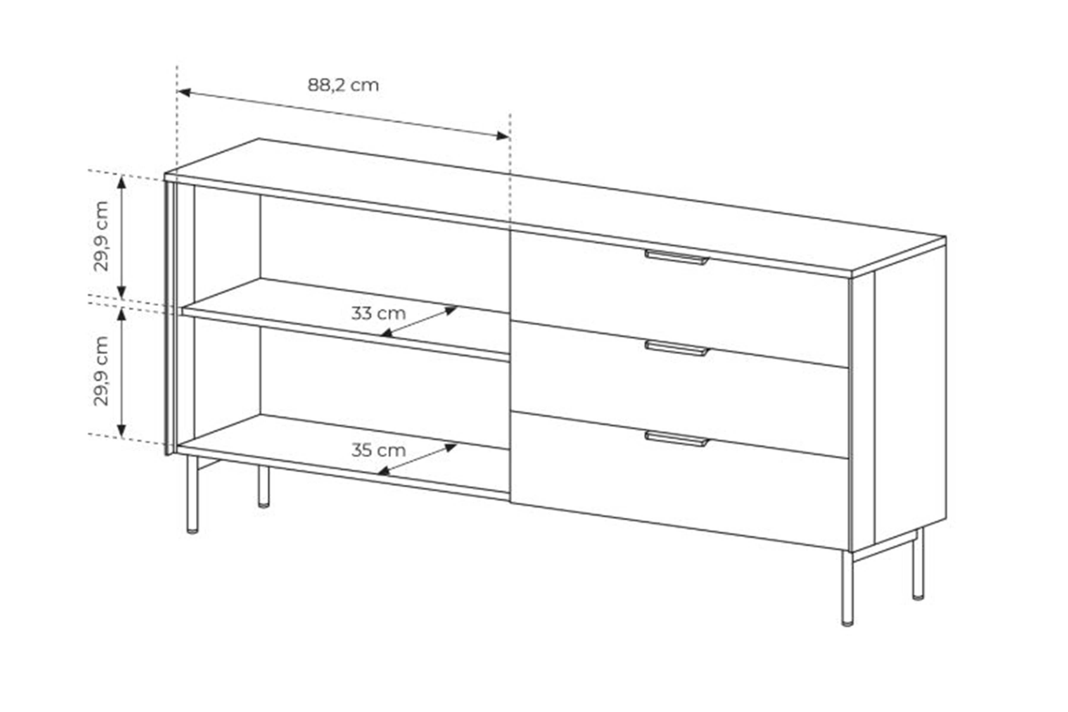 Komoda Auri 181 cm so zásuvkami a osvetlením - kašmír Komoda Auri 181 cm so zásuvkami i oswietleniem - kašmír