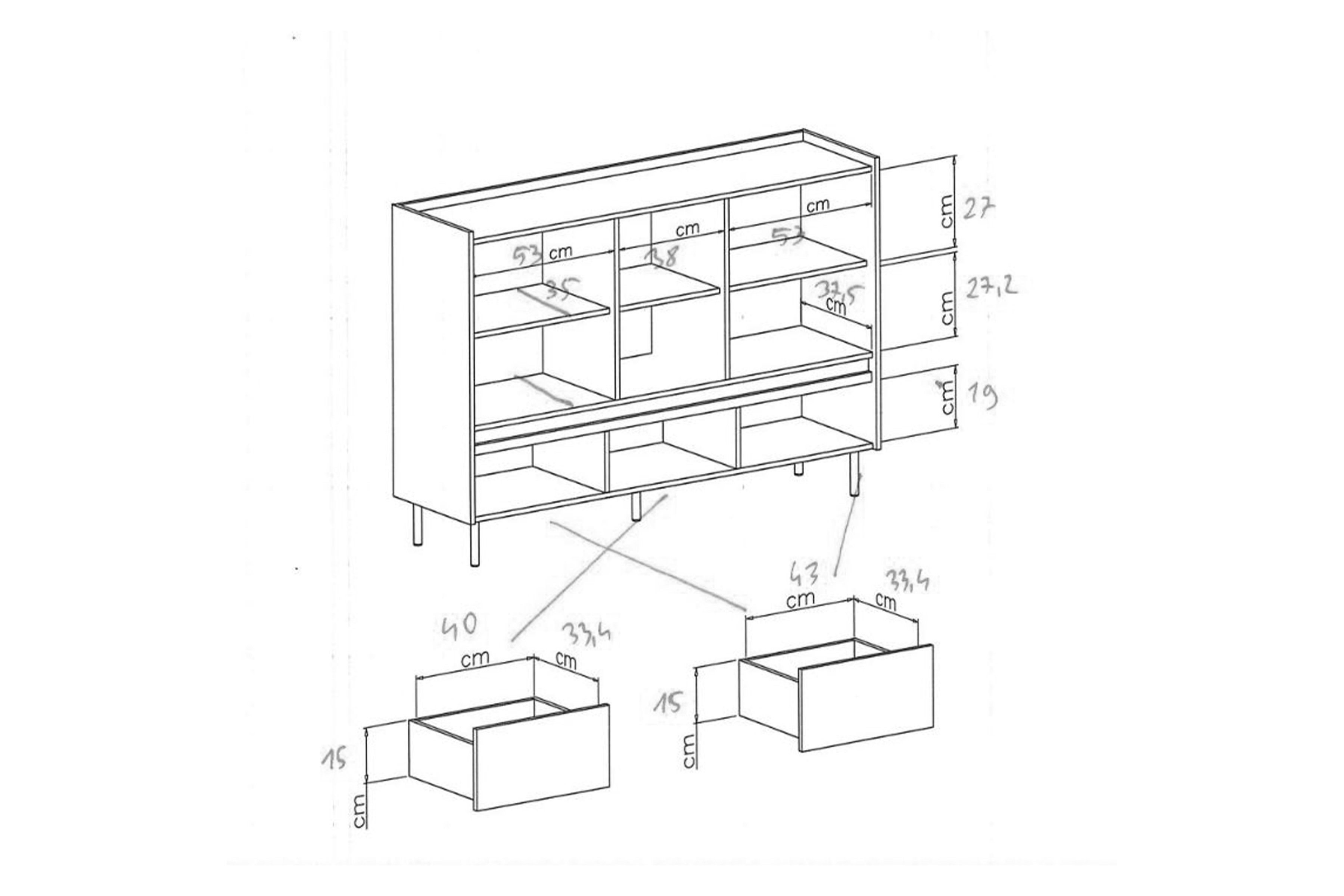Komoda Luca 150 cm se zásuvkami - eukaliptus / dub baltic dune Komoda Azalio 150 cm se zásuvkami - eukaliptus / dub baltic dune