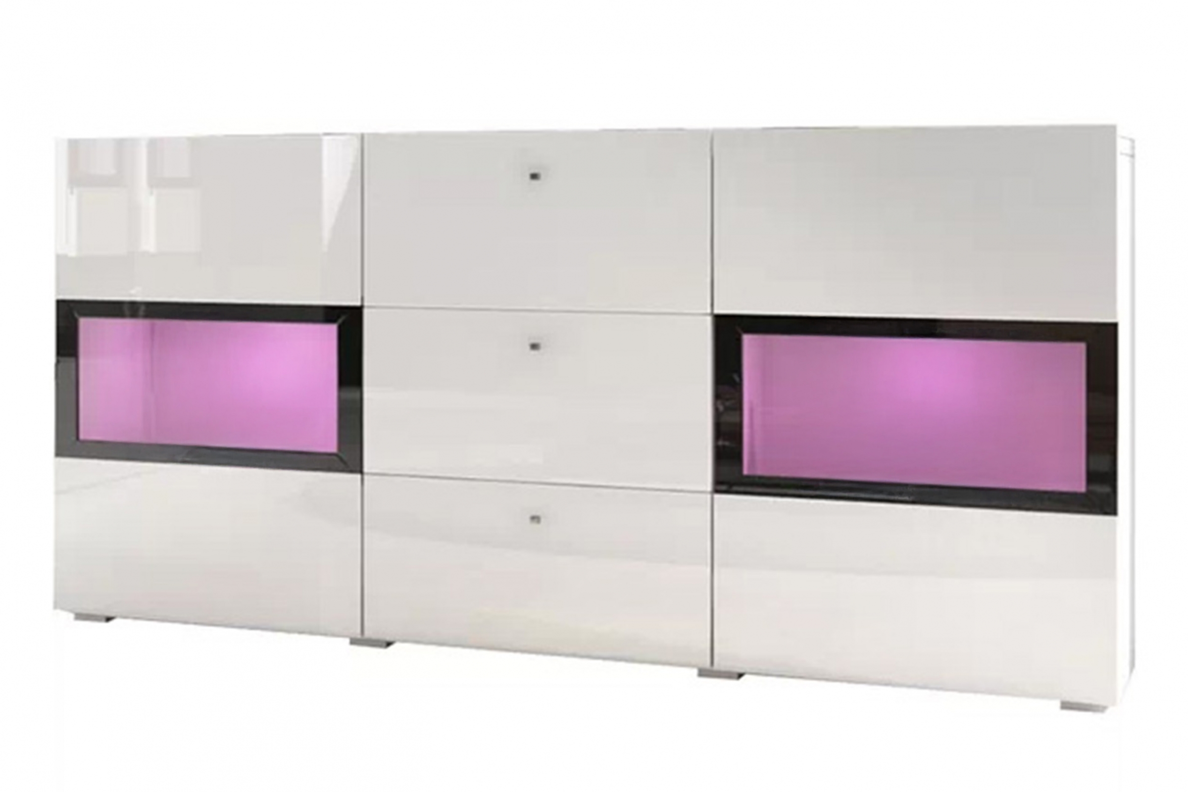 Komoda so zásuvkami Baros 26 - 132 cm - biely lesk Dvojdverová Dvojdverová Komoda Baros 26 s tromi zásuvkami s tromi zásuvkami so zásuvkami 132 cm - biely lesk