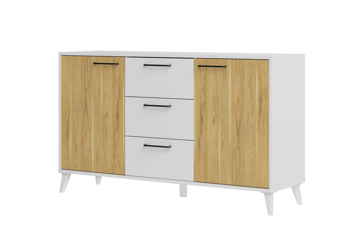 Komoda Barris 45 se zásuvkami 140 cm - americký ořech byant / bílý mat Komoda Barris 45 s zásuvkami 140 cm - Ořech americký byant/Bílý mat