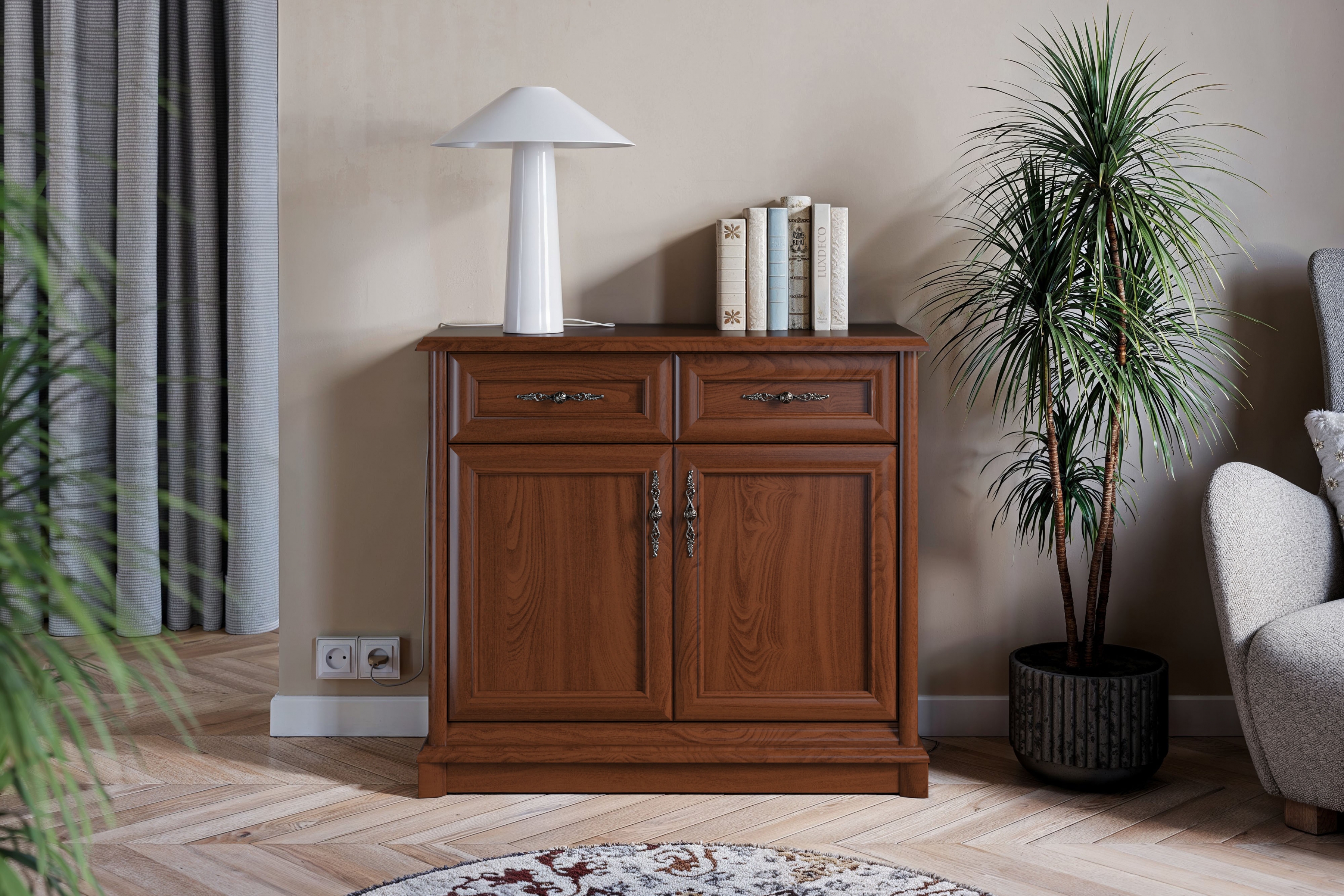 Komoda Sonata 100 cm s 2 zásuvkami - gaštan Komoda kancelárska Sonata so zásuvkami i 100 cm - gaštan szlachetny