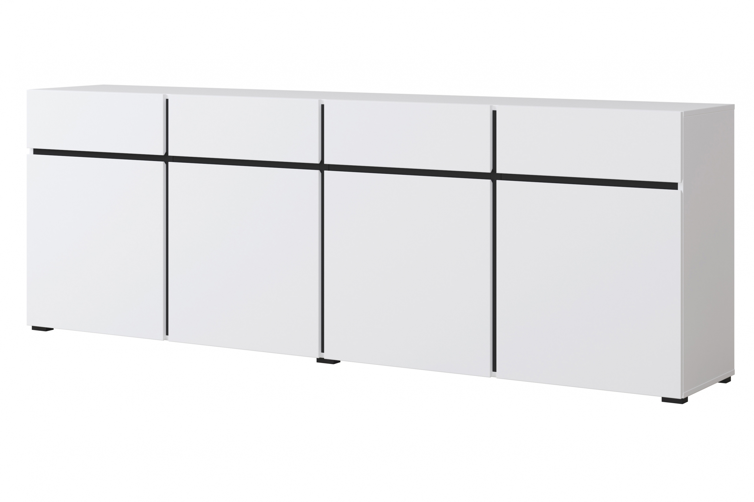 Komoda Cross 225 cm so 4 zásuvkami - biela / čierna Komoda Cross 25 so zásuvkami 225 cm - biela / čierny