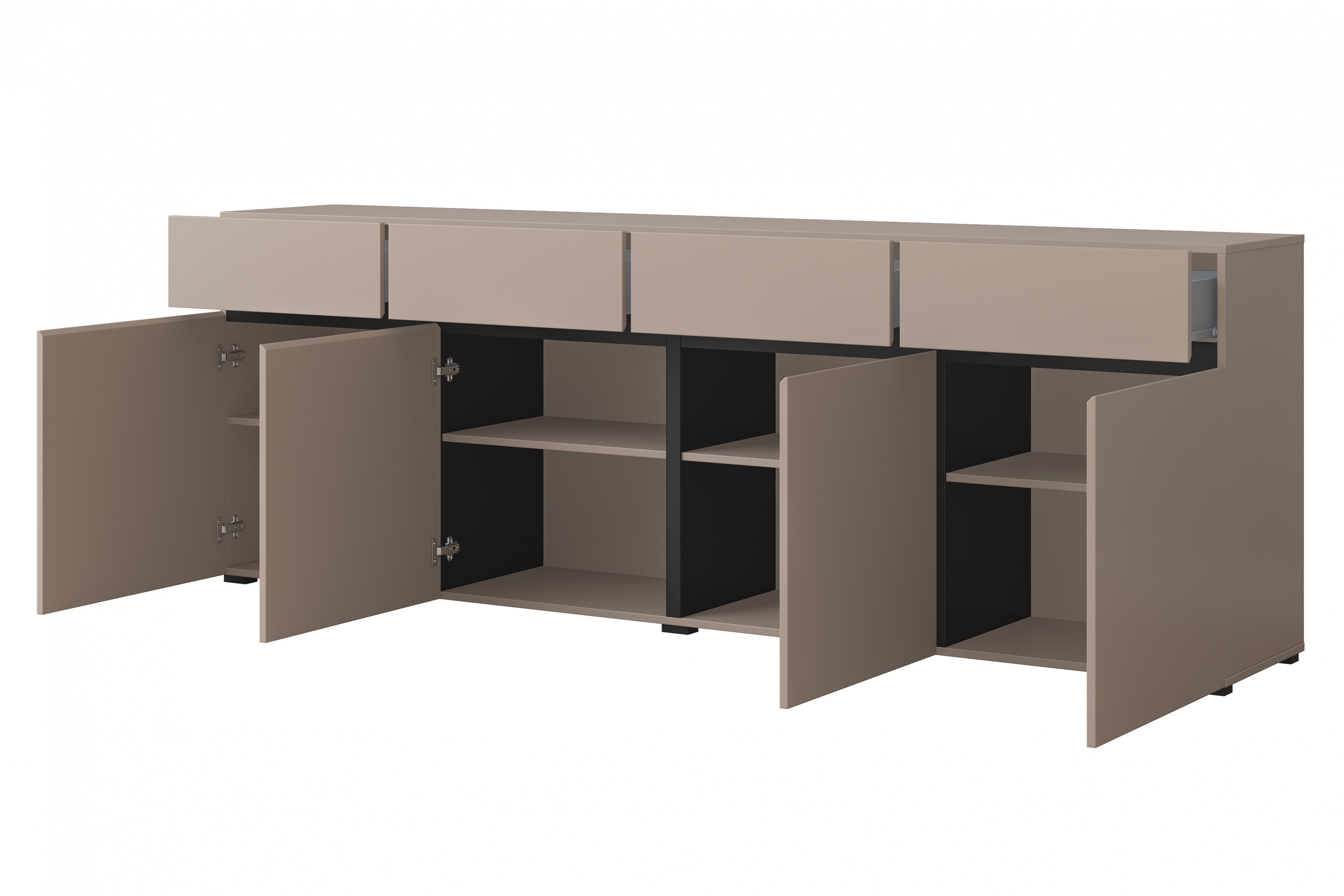 Komoda Cross 225 cm se zásuvkami - congo / černá Komoda Cross 25 s zásuvkami 225 cm - congo / Černý