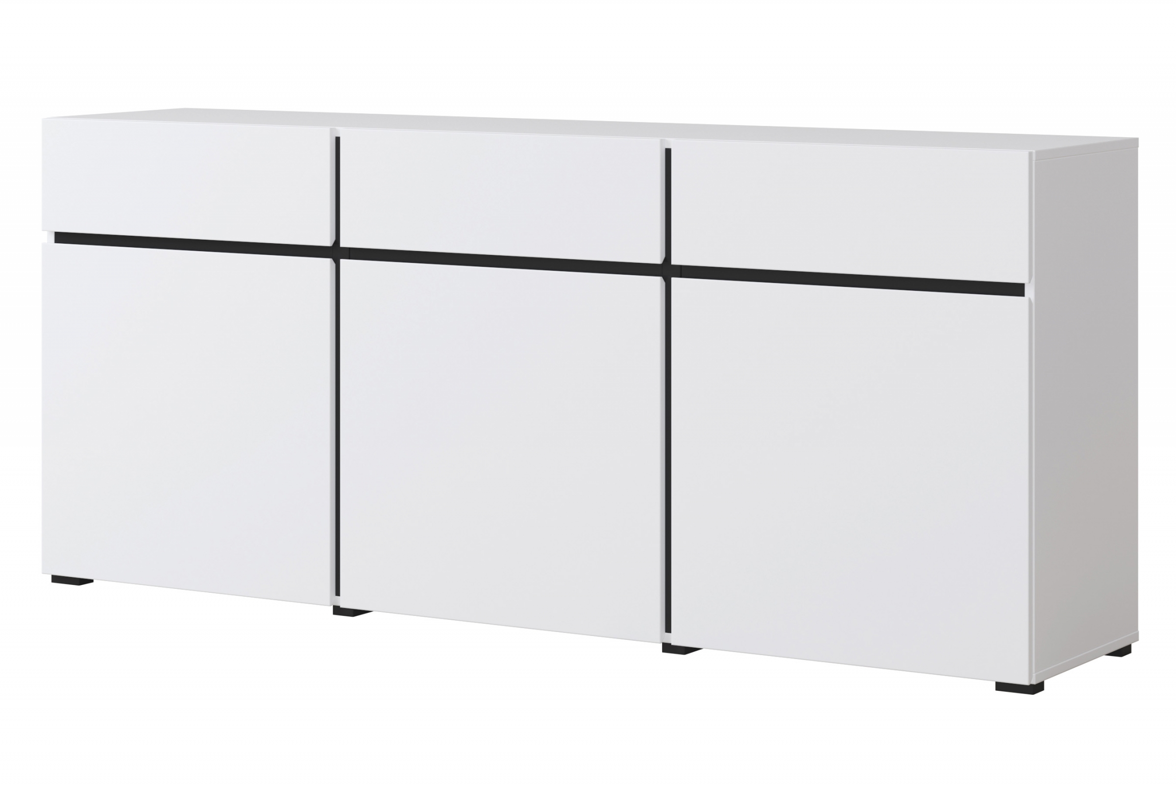 Komoda Gramon 180 cm se zásuvkami - bílá / černá Komoda Cross 43 s zásuvkami 180 cm - bílý / černý