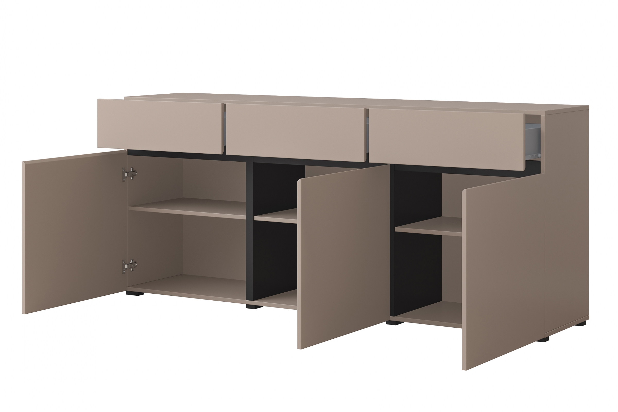 Komoda Cross 180 cm se zásuvkami - congo / černá Komoda Cross 43 s zásuvkami 180 cm - congo / Černý