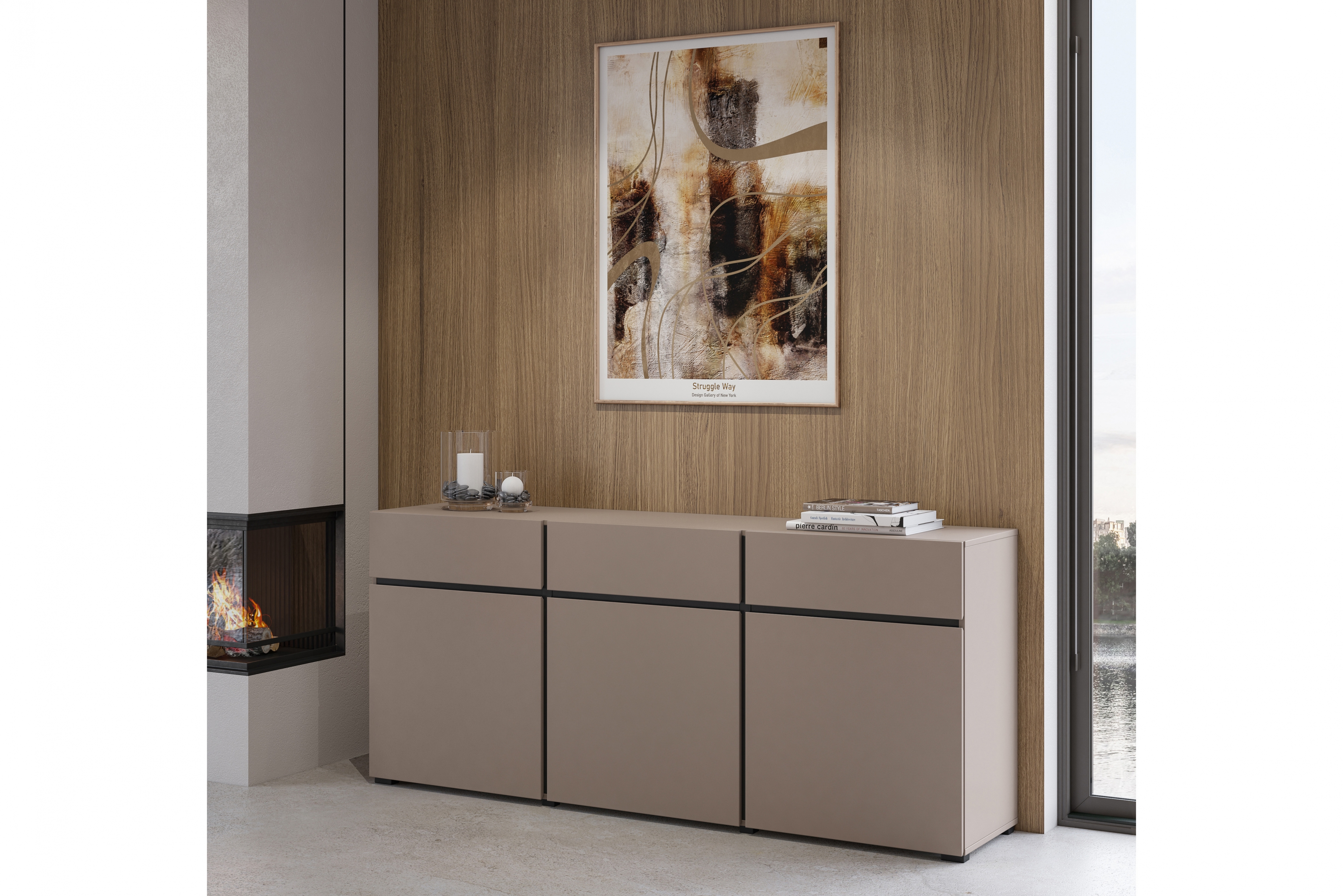 Komoda Cross 180 cm se zásuvkami - congo / černá Komoda Cross 43 s zásuvkami 180 cm - congo / Černý