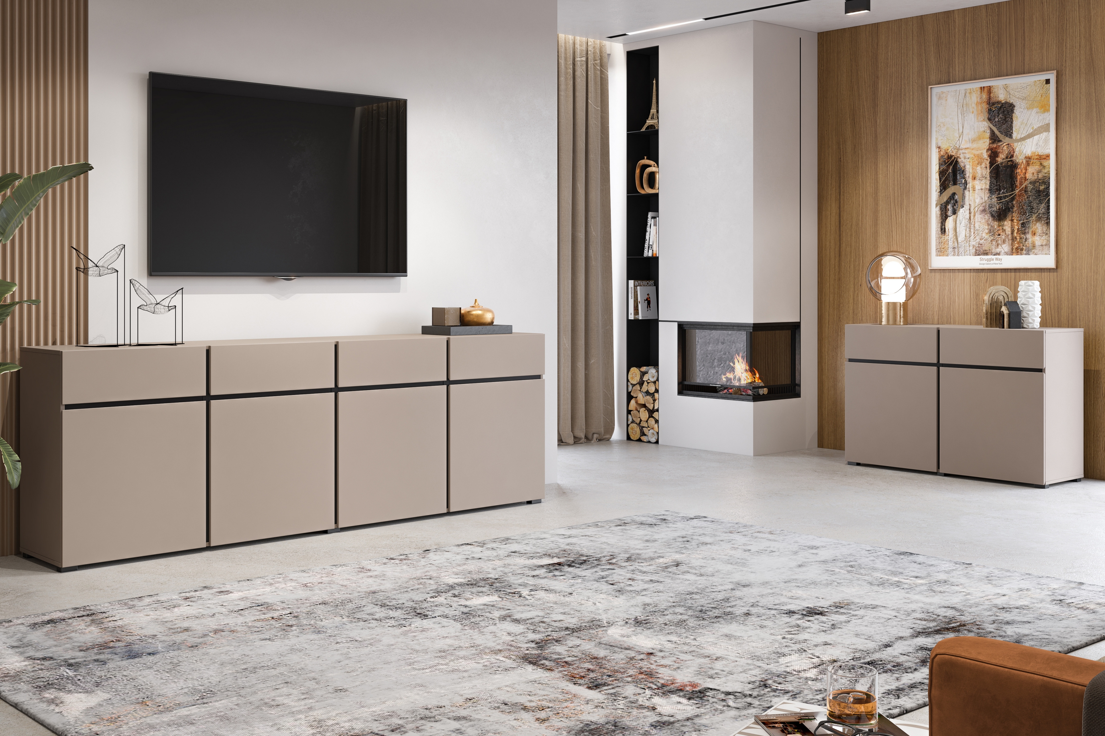 Komoda Cross 119 cm s 2 zásuvkami - congo / čierna Komoda Cross 45 so zásuvkami 119 cm - congo / Čierny