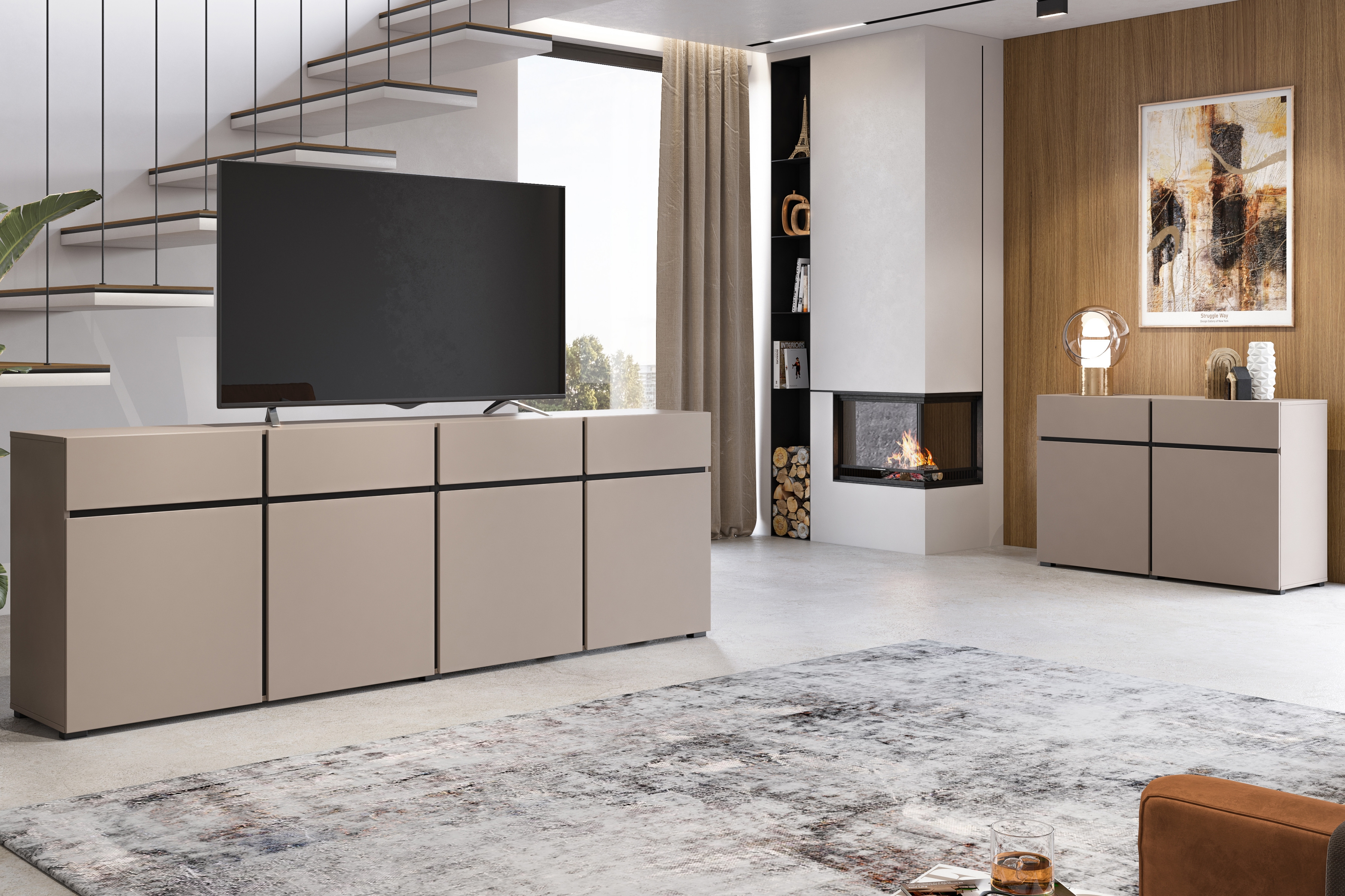 Komoda Cross 119 cm s 2 zásuvkami - congo / čierna Komoda Cross 45 so zásuvkami 119 cm - congo / Čierny