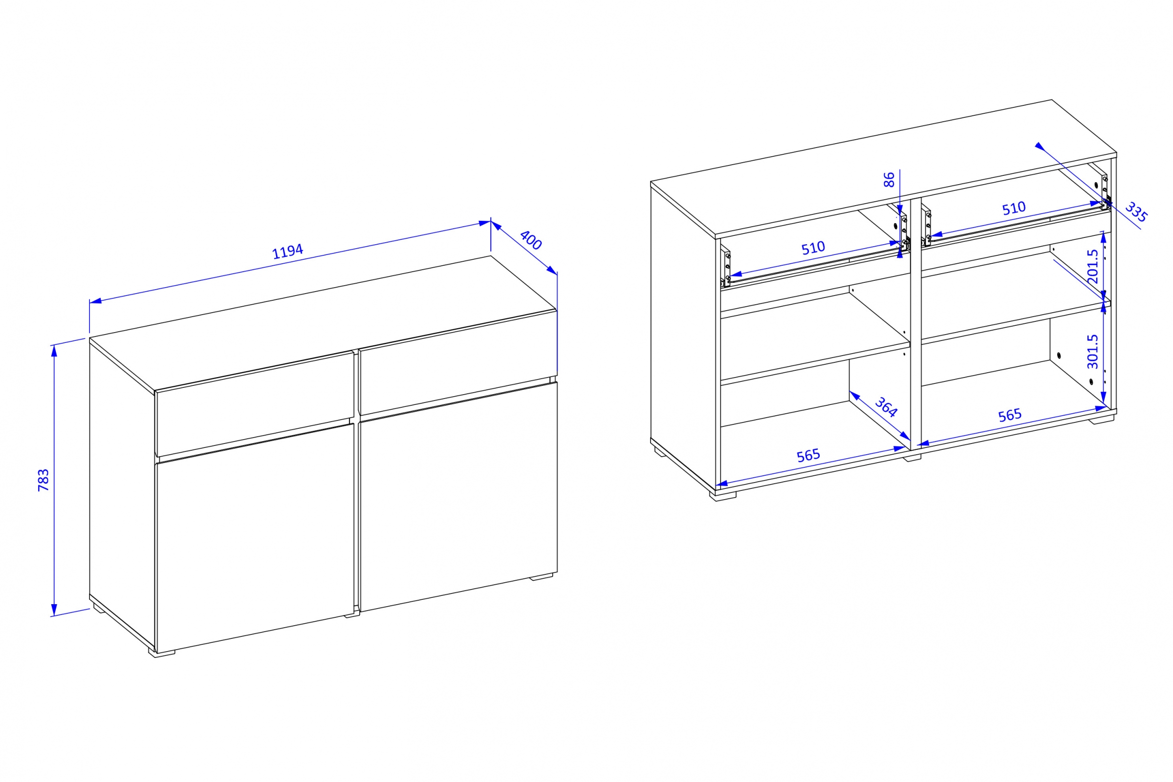 Komoda Cross 119 cm s 2 zásuvkami - congo / čierna Komoda Cross 45 so zásuvkami 119 cm - congo / Čierny