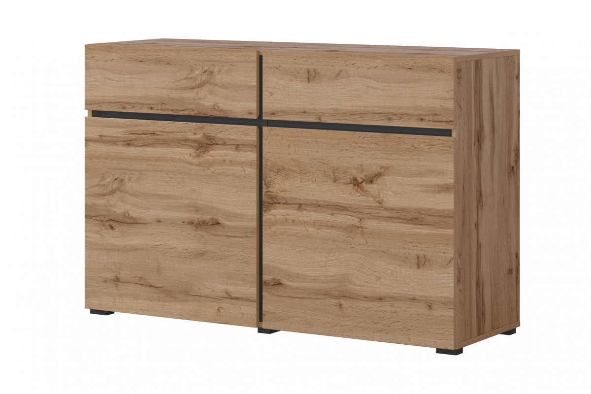 Komoda Cross 119 cm s 3 zásuvkami - dub wotan / čierna Komoda Cross 45 so zásuvkami 119 cm - Dub wotan / Čierny