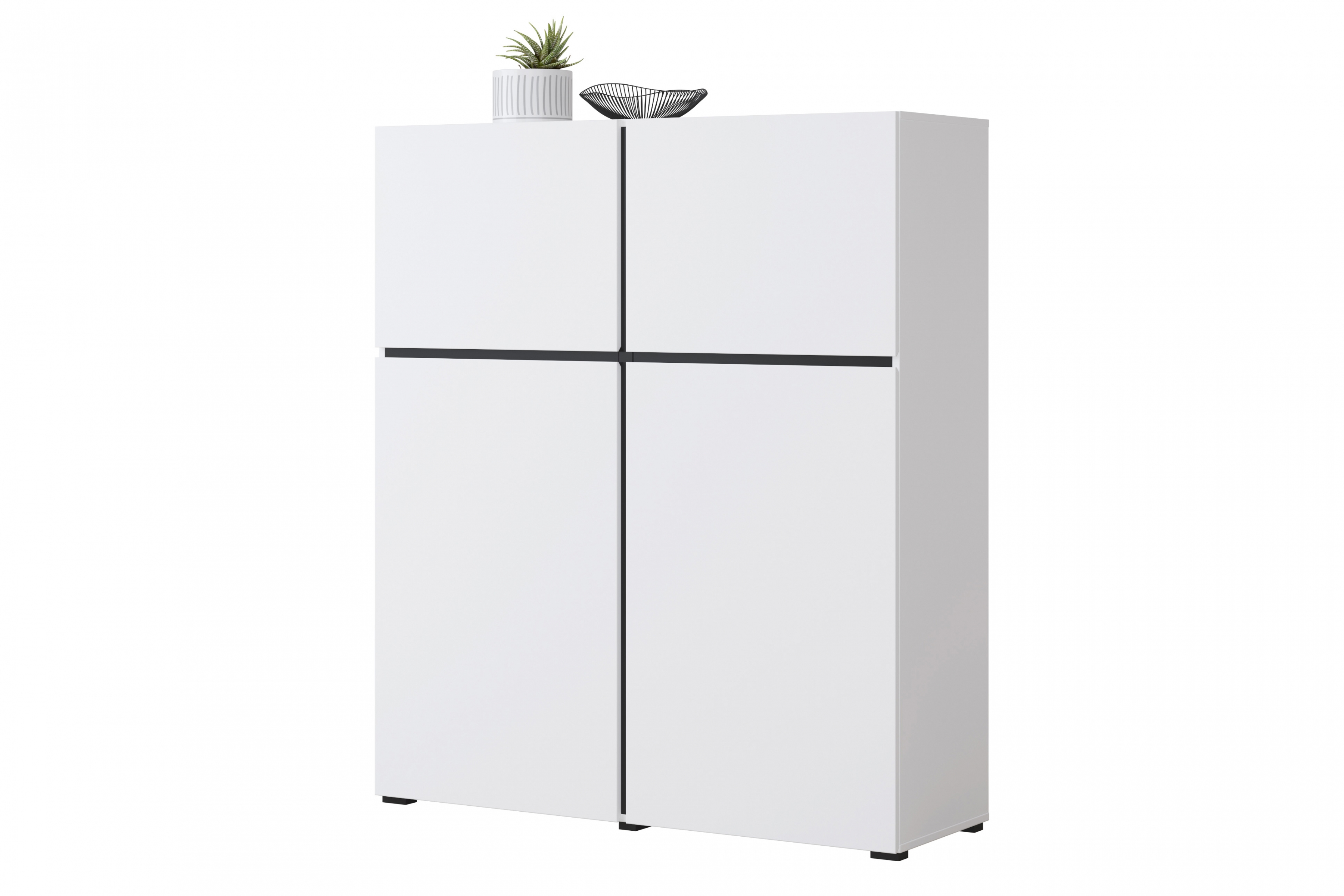 Vysoká komoda Cross 119 cm - biela / čierna Komoda Cross 76 - 119 cm - biela / čierny