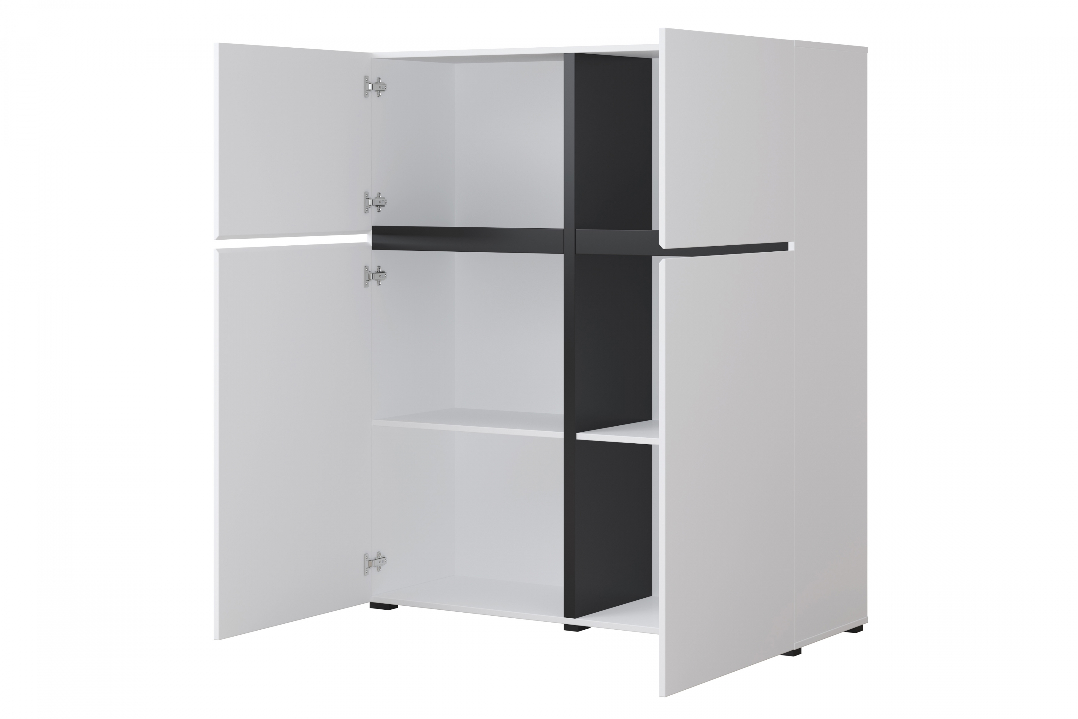 Vysoká komoda Cross 119 cm - biela / čierna Komoda Cross 76 - 119 cm - biela / čierny