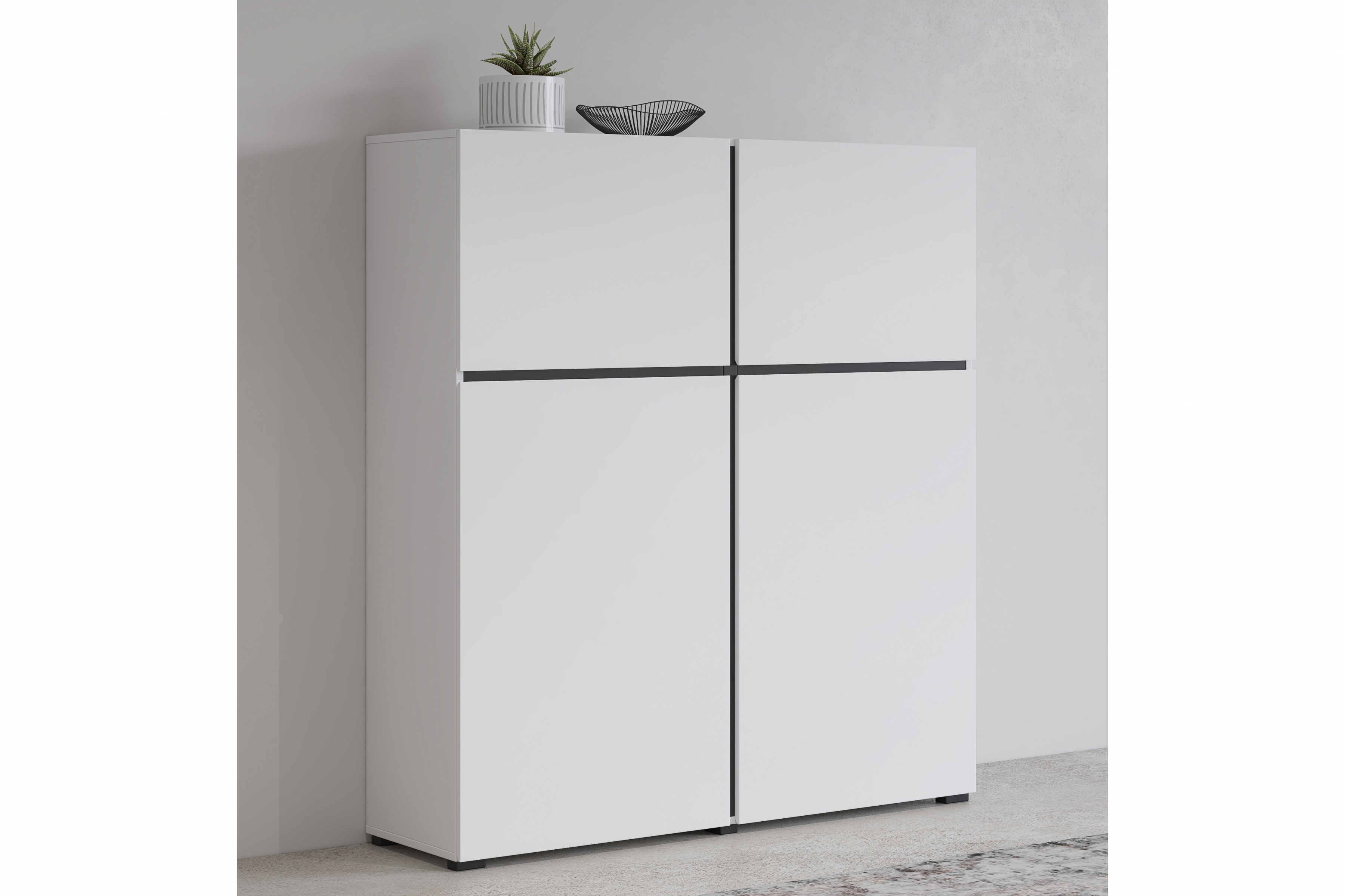 Vysoká komoda Cross 119 cm - biela / čierna Komoda Cross 76 - 119 cm - biela / čierny