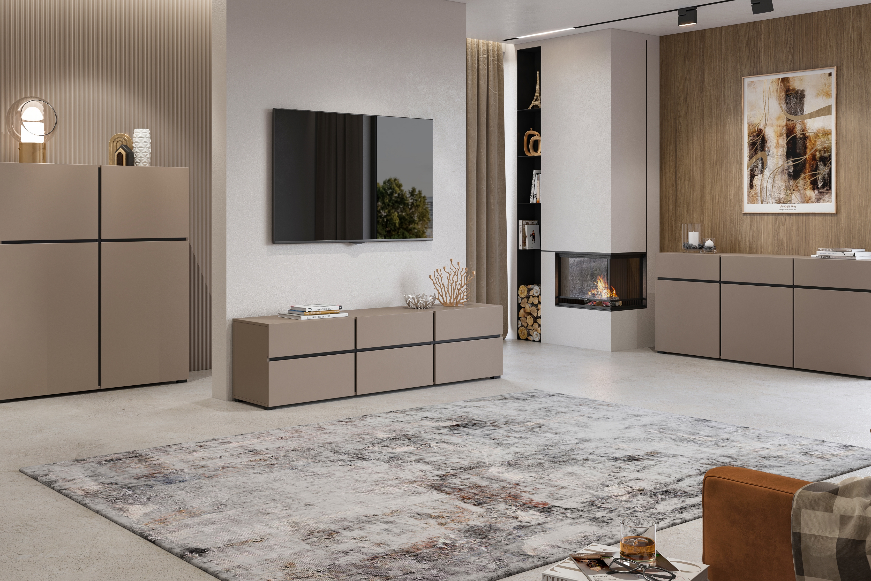 Komoda Cross 119 cm - congo / černá Komoda Cross 76 - 119 cm - congo / Černý