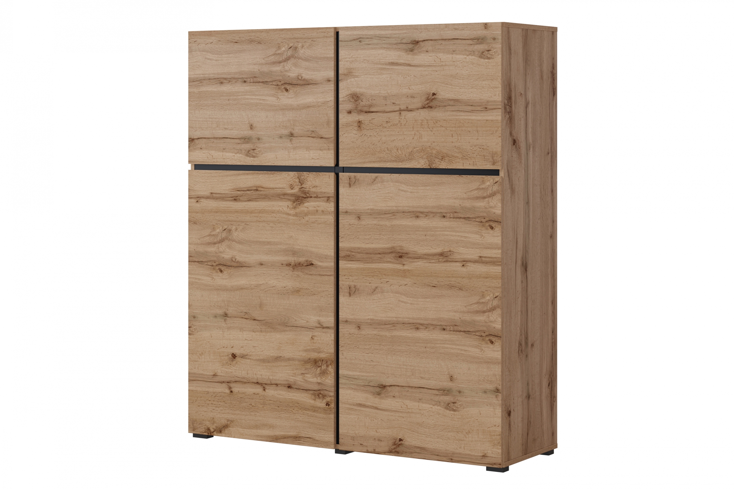 Vysoká komoda Cross 119 cm - dub wotan / čierna Komoda Cross 76 - 119 cm - Dub wotan / Čierny