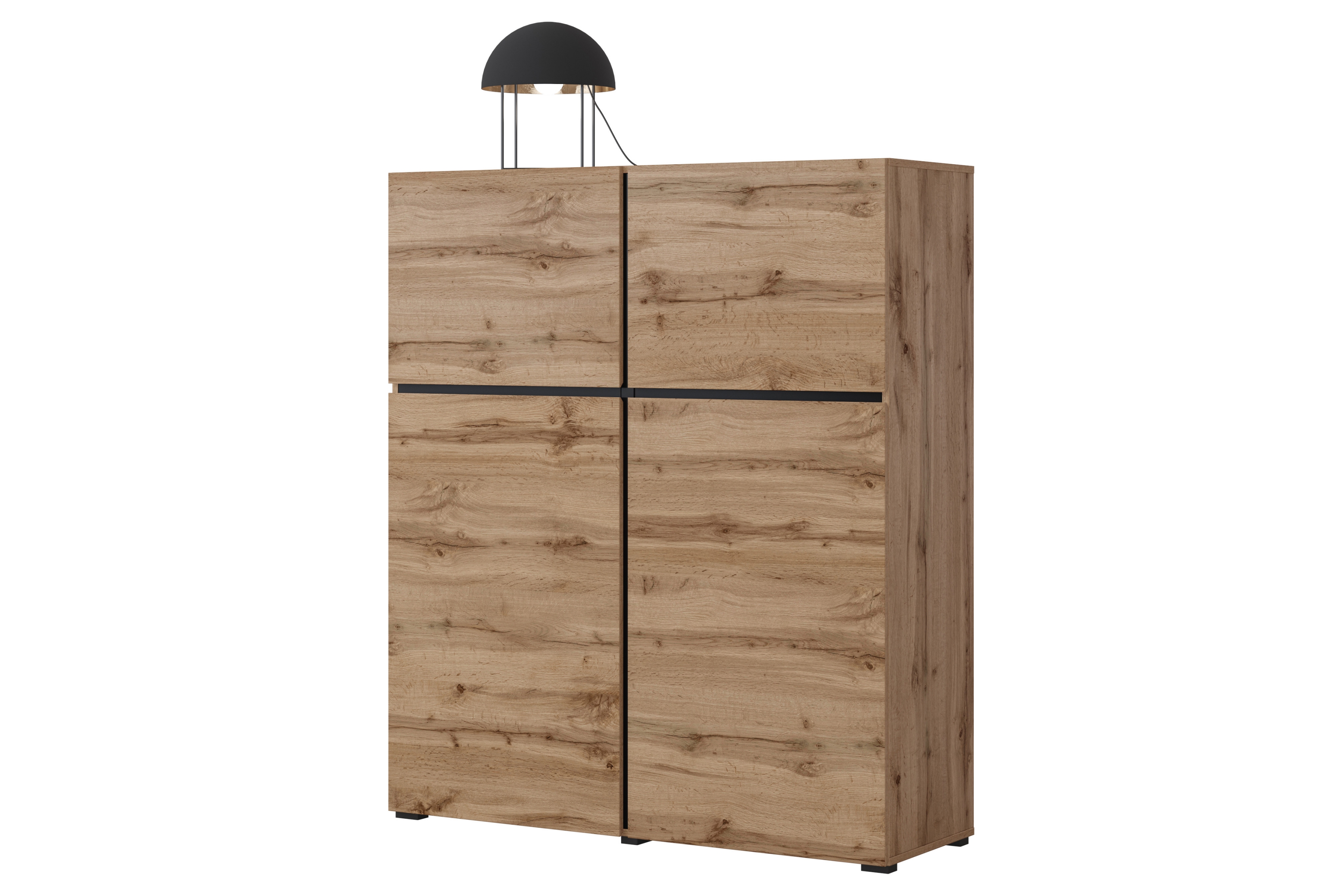 Vysoká komoda Cross 119 cm - dub wotan / čierna Komoda Cross 76 - 119 cm - Dub wotan / Čierny