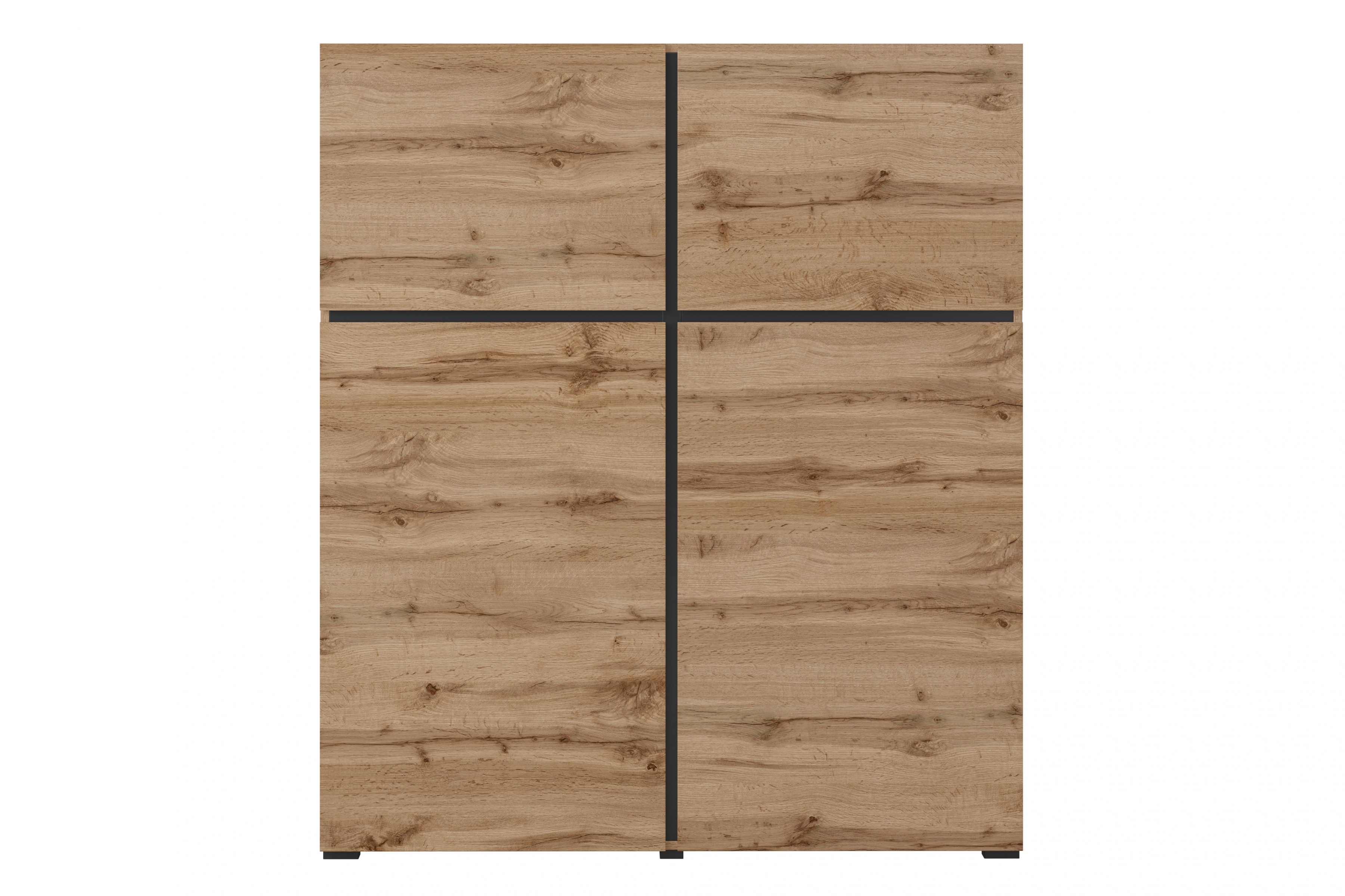 Vysoká komoda Cross 119 cm - dub wotan / čierna Komoda Cross 76 - 119 cm - Dub wotan / Čierny