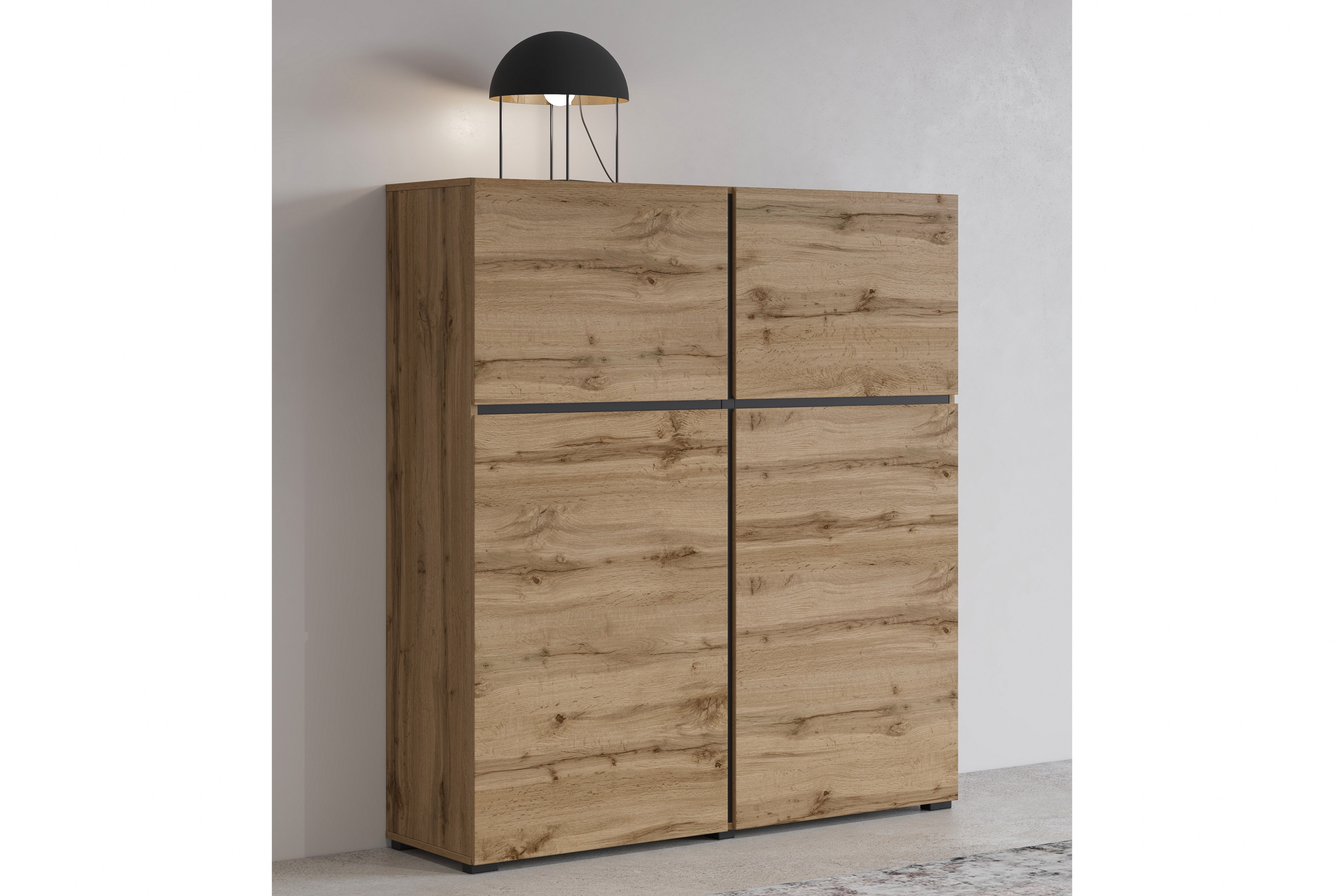 Vysoká komoda Cross 119 cm - dub wotan / čierna Komoda Cross 76 - 119 cm - Dub wotan / Čierny