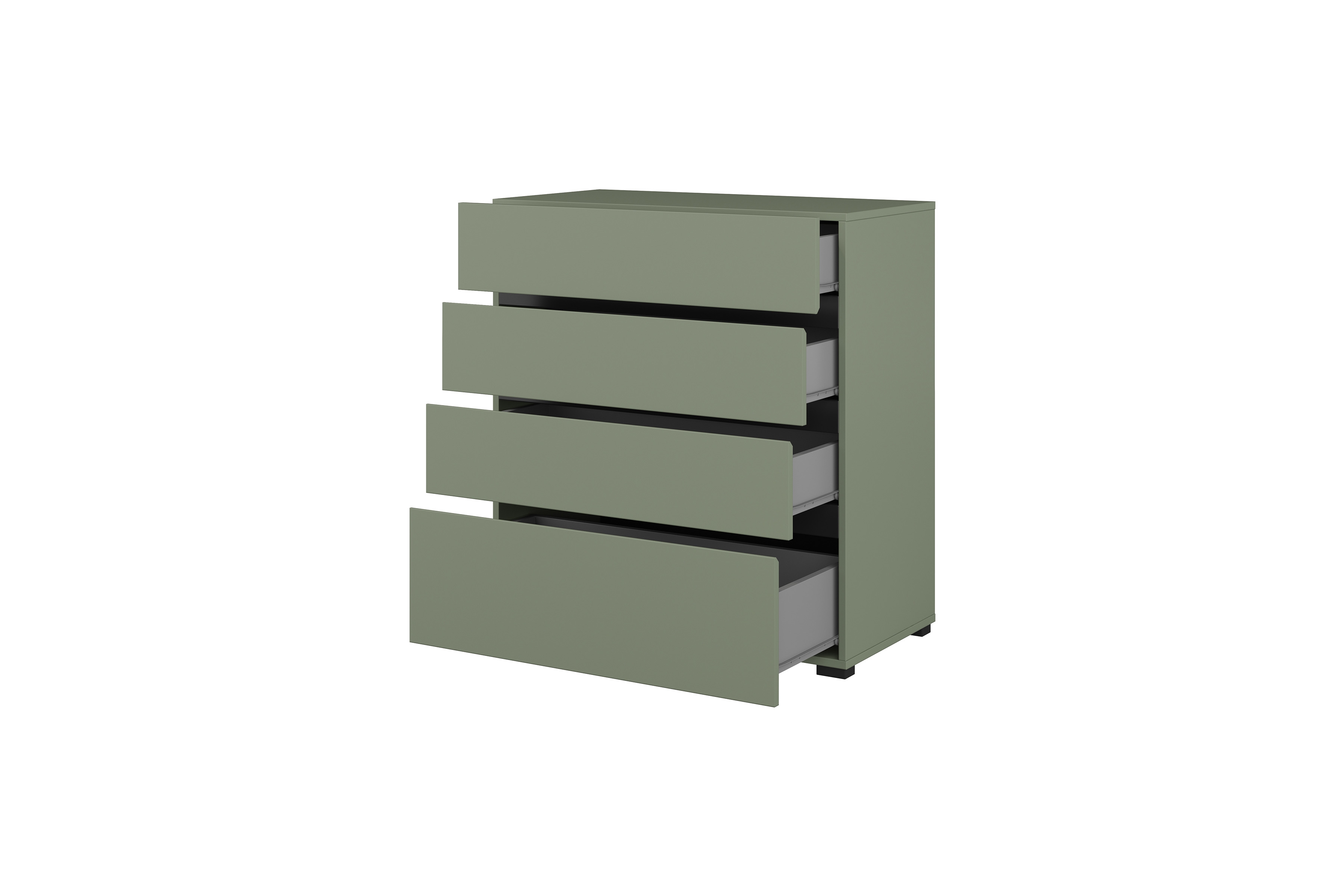 Komoda Cross 80 cm so 4 zásuvkami - tlmená zelená / čierna Komoda Cross 80 cm so zásuvkami - zgaszona zelená / zgaszona zelená - Čierny