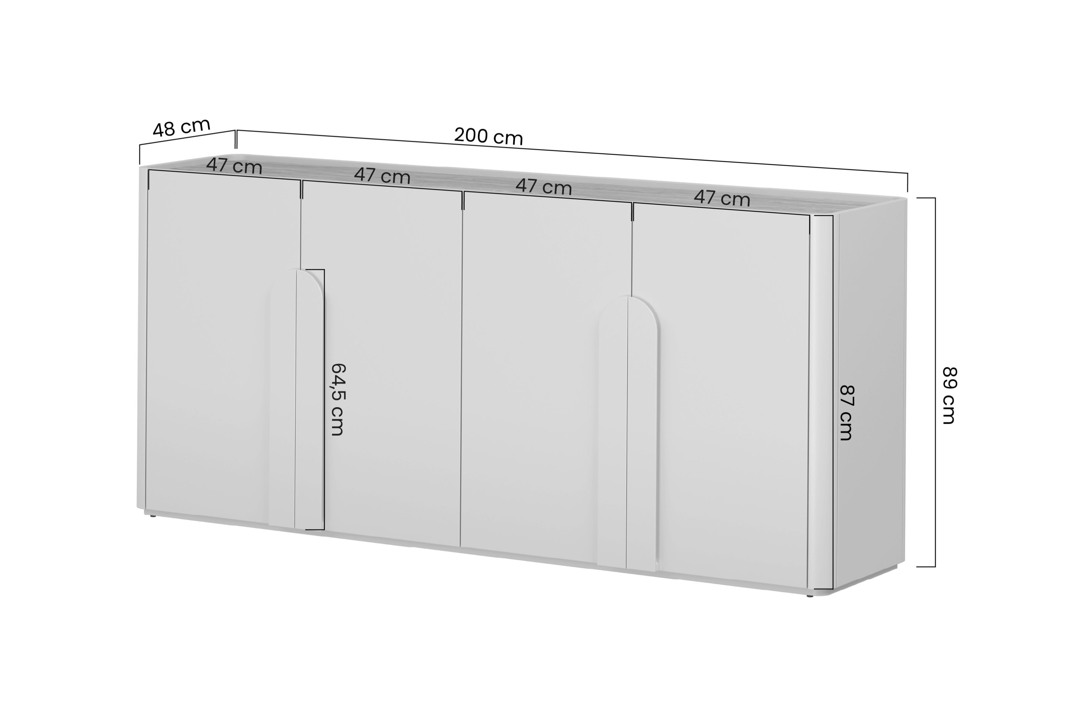 Štvordverová komoda Amilio 200 cm - kašmír / olejovaný dub / úchytky kašmír Štvordverová Komoda Amilio 200 cm - kašmír / Dub olejowany / úchyty kašmír