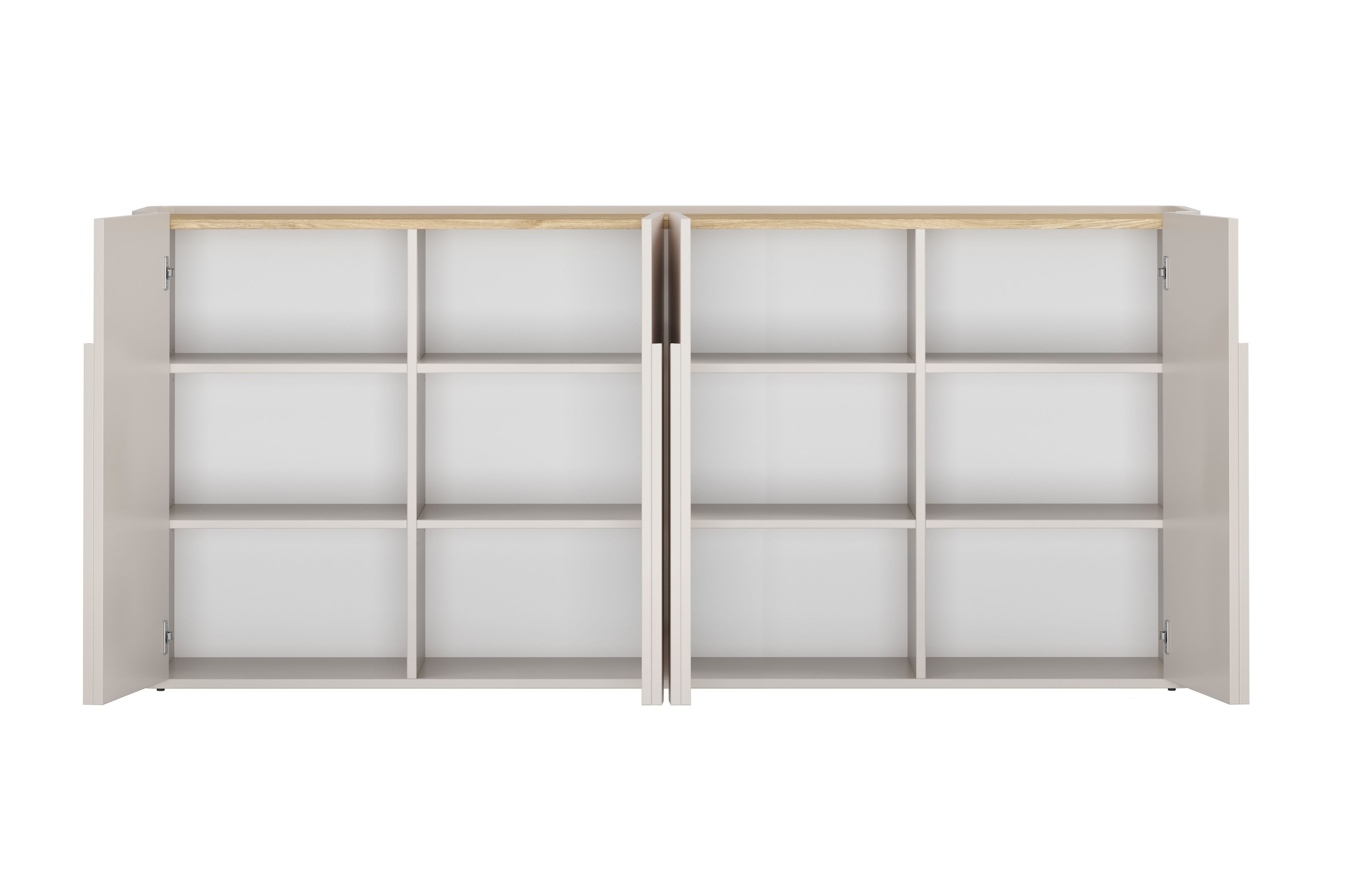 Štvordverová komoda Amilio 200 cm - kašmír / olejovaný dub / úchytky kašmír Štvordverová Komoda Amilio 200 cm - kašmír / Dub olejowany / úchyty kašmír