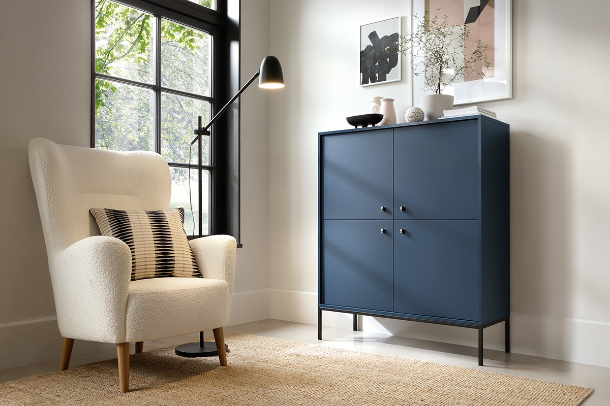 Štvordverová Komoda Eladia 104 - granat - Limitovaná ponuka námornícka modrá Komoda na stelazu