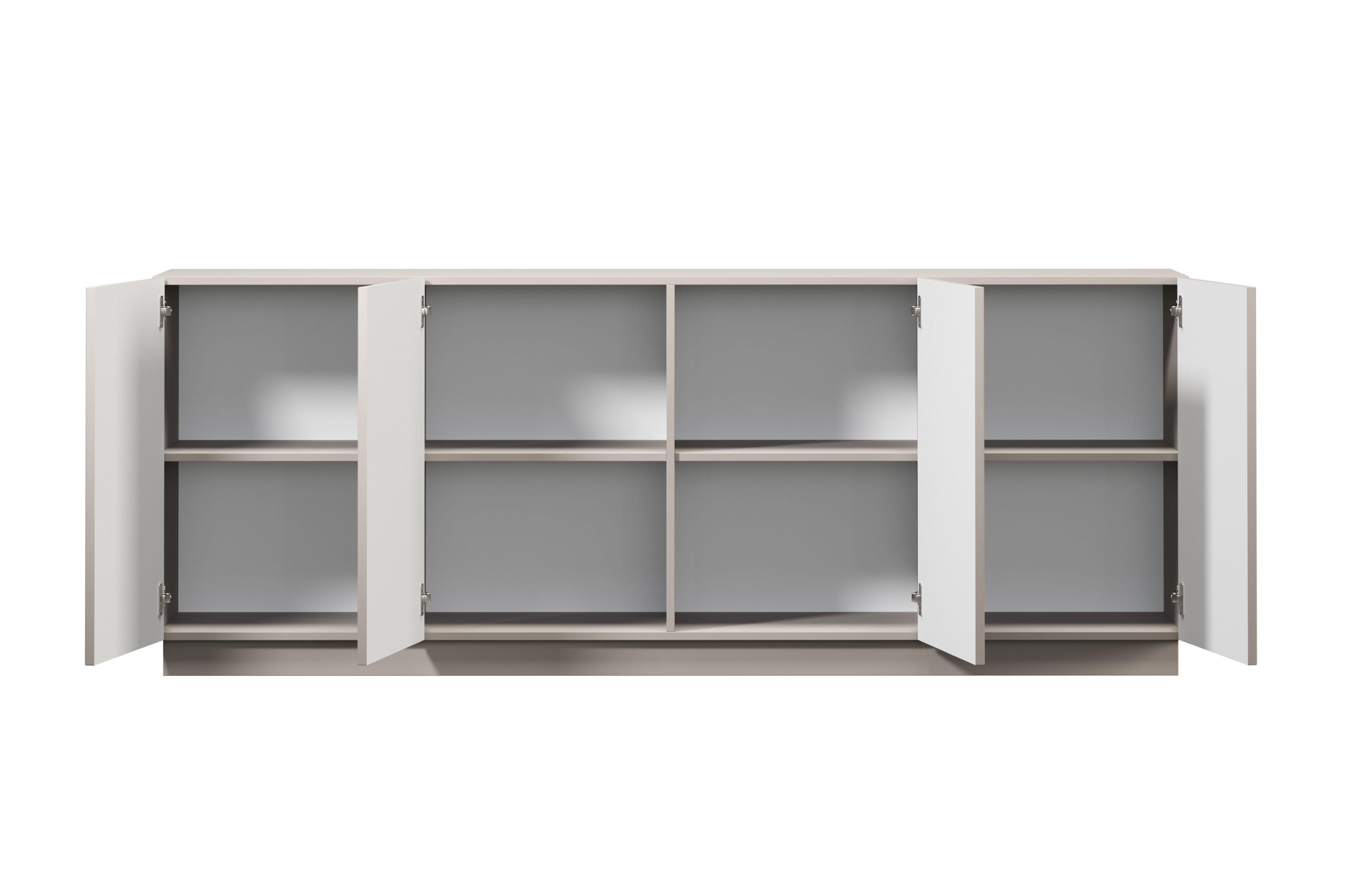 Komoda Lorini 200 cm na sokli - kašmírová / zlaté úchytky T Štvordverová Komoda Lorini 200 cm - kašmír / zlote úchyty T-bar