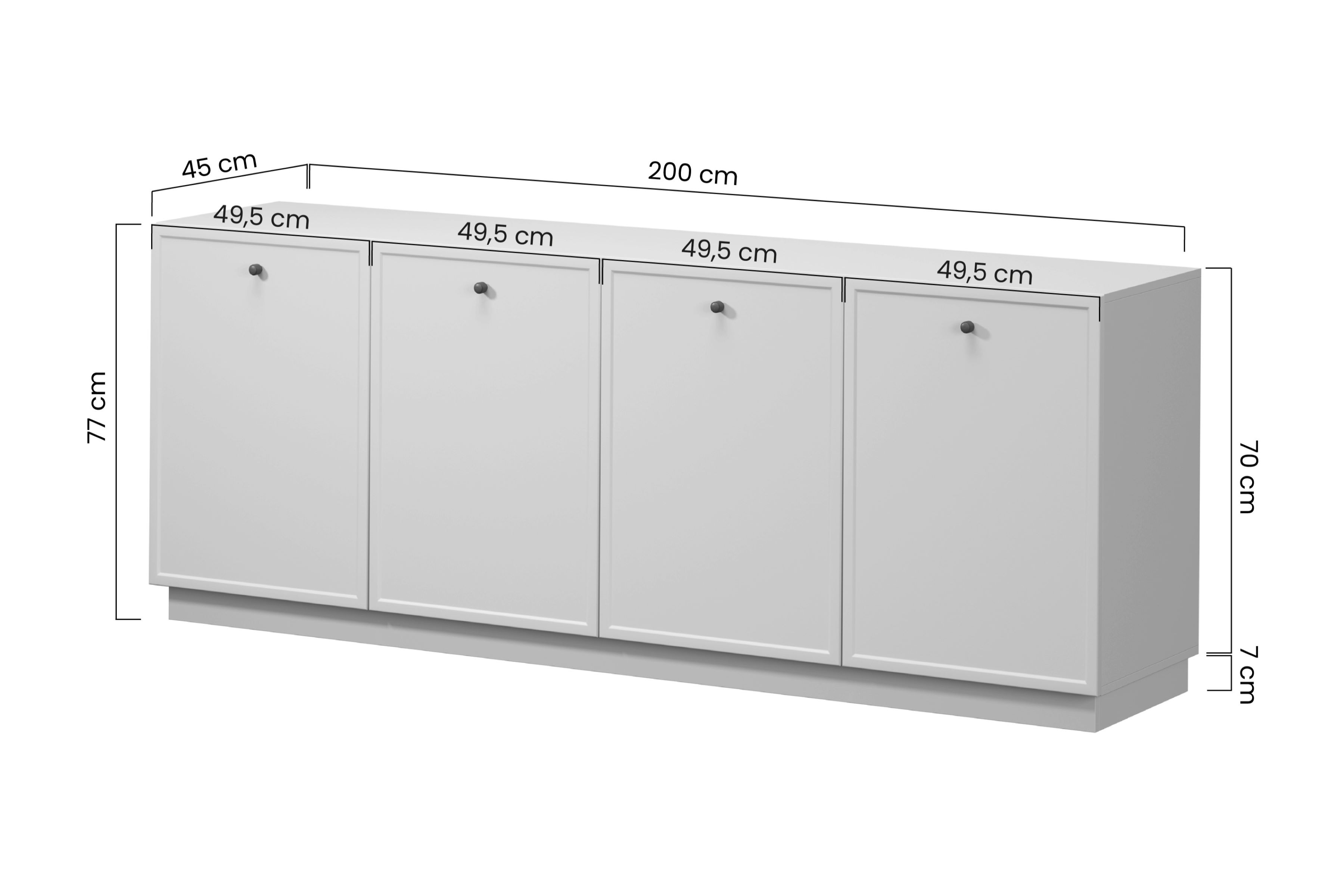 Komoda Lorini 200 cm na sokli - kašmírová / zlaté úchytky T Štvordverová Komoda Lorini 200 cm - kašmír / zlote úchyty T-bar
