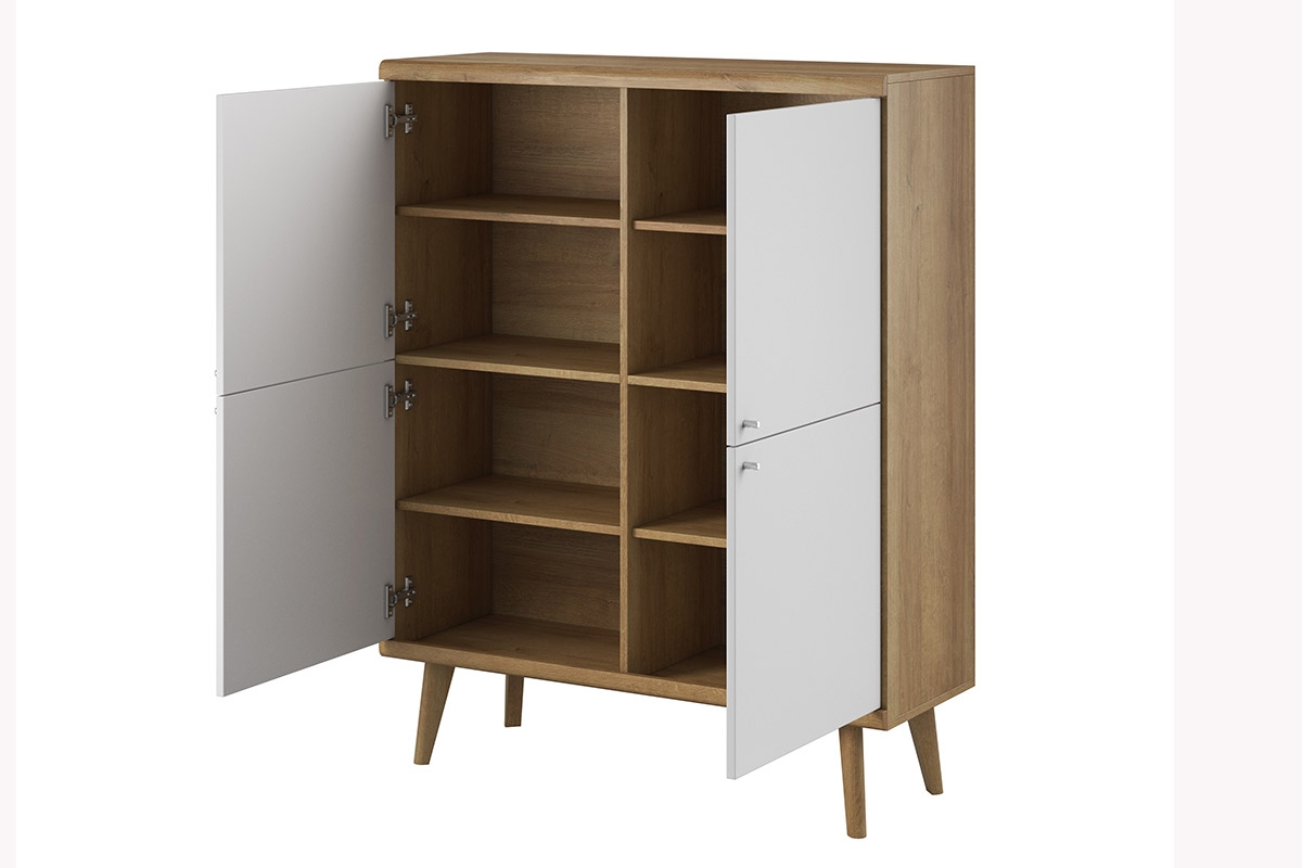 Komoda Promi 107 cm - bílý mat / dub riviera moderní Komoda do obývacího pokoje