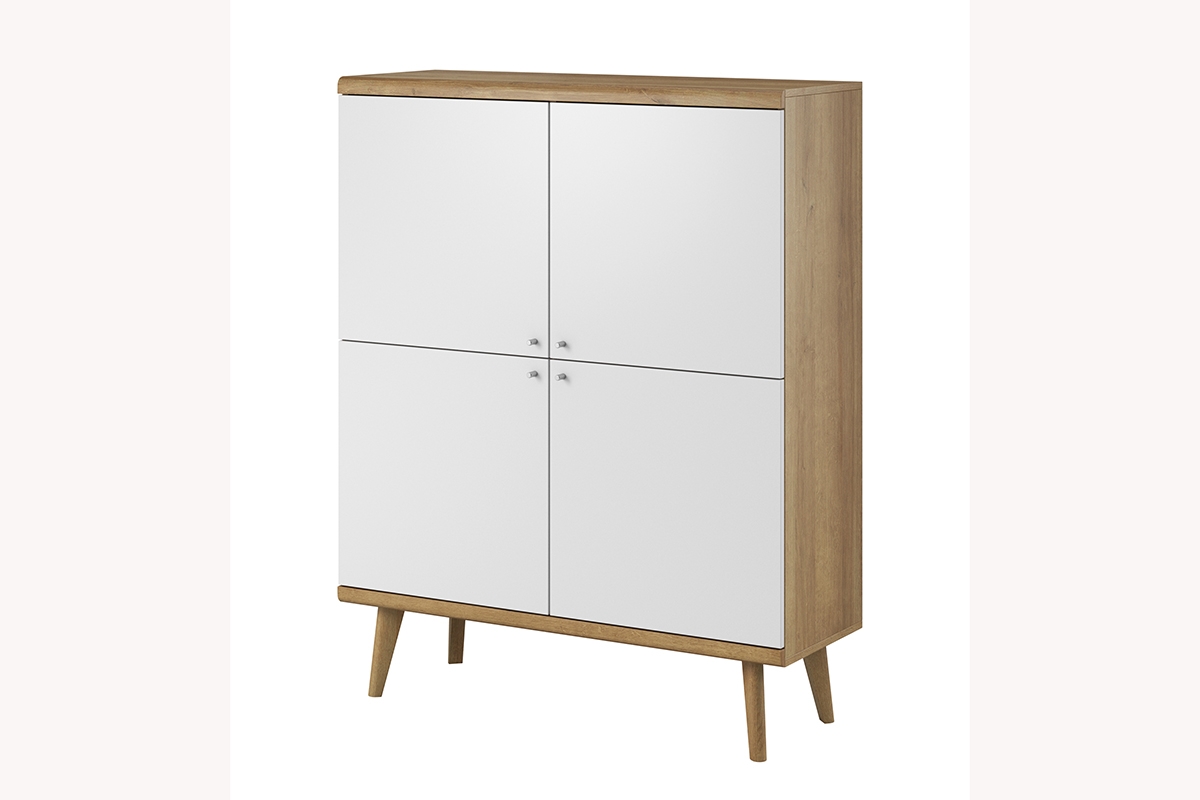 Komoda Promi 107 cm - bílý mat / dub riviera Komoda s bílým čelem