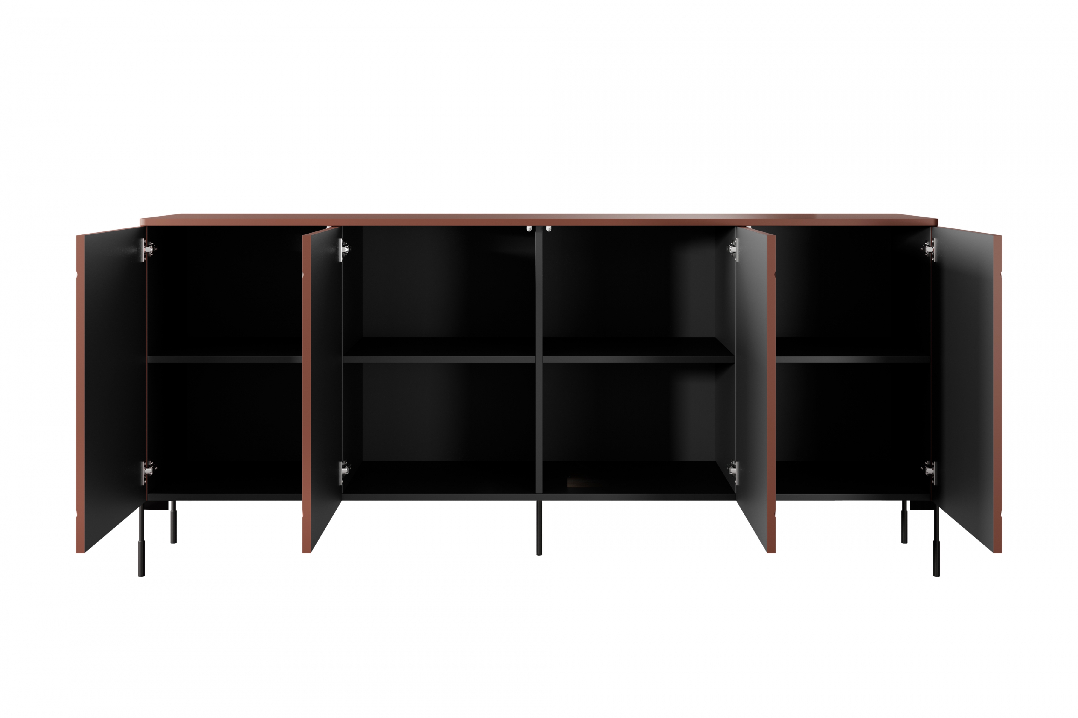 Komoda Sonatia 200 cm - burgund Komoda čtyřdveřová Sonatia na kovových nohách 200 cm - burgund