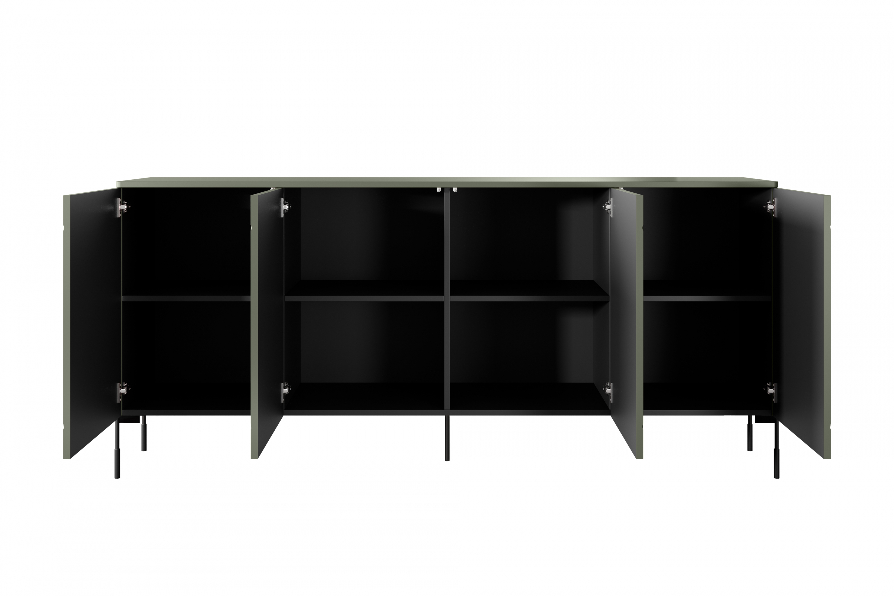 Komoda Sonatia 200 cm - olivová Štvordverová Komoda Sonatia na kovových nohách 200 cm - Oliva