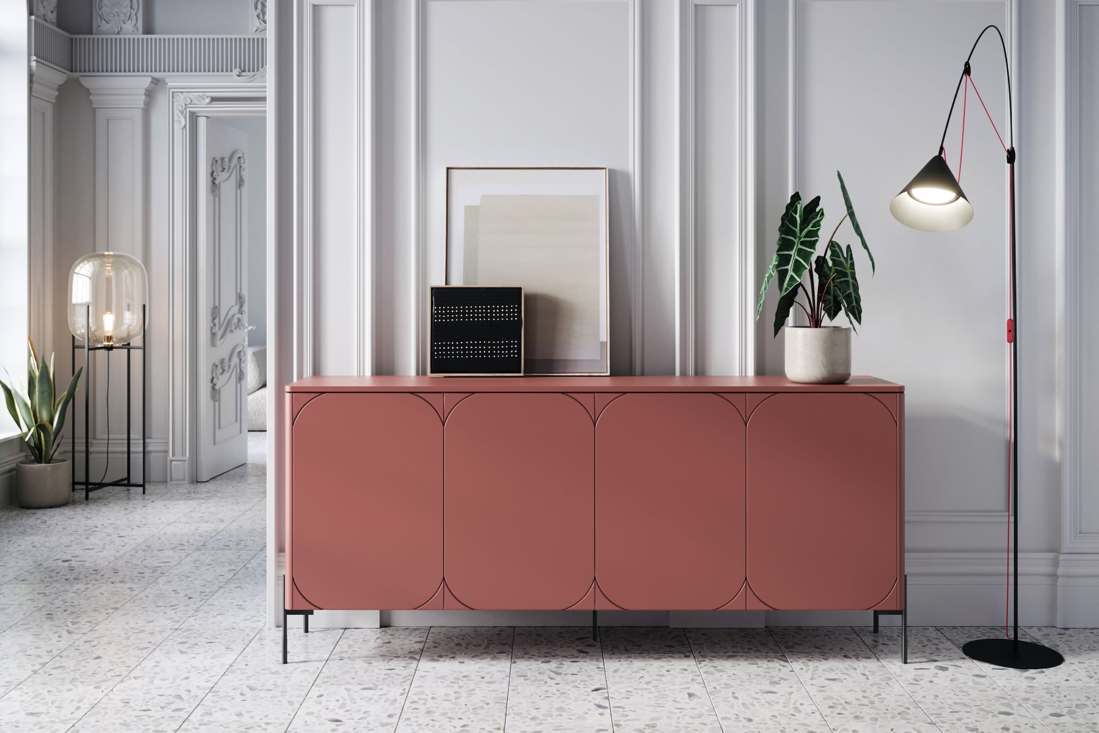 Komoda Sonatia 200 cm s 2 ukrytými zásuvkami - burgundová burgundowa Komoda