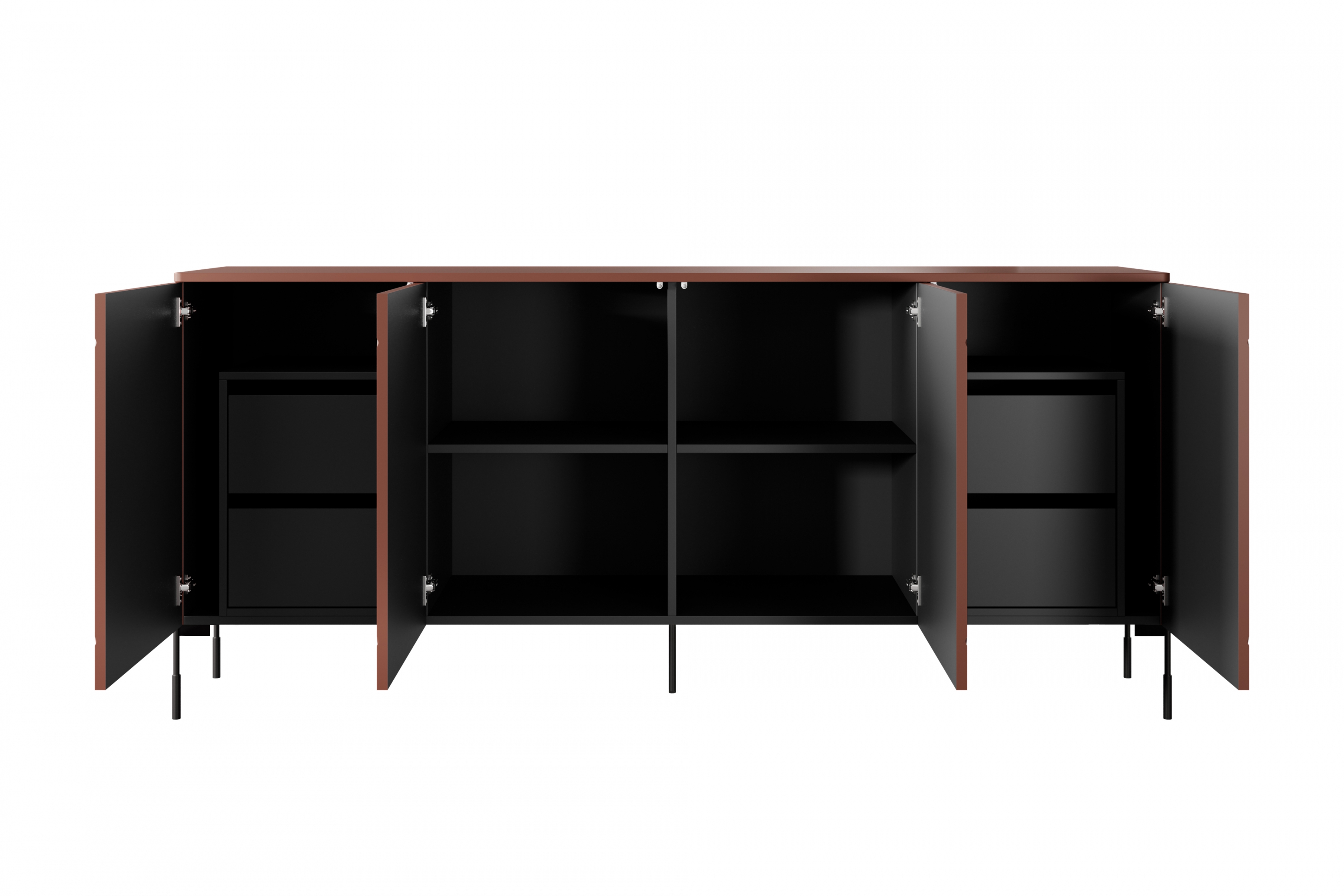 Komoda Sonatia 200 cm s 2 ukrytými zásuvkami - burgundová Komoda so zásuvkami