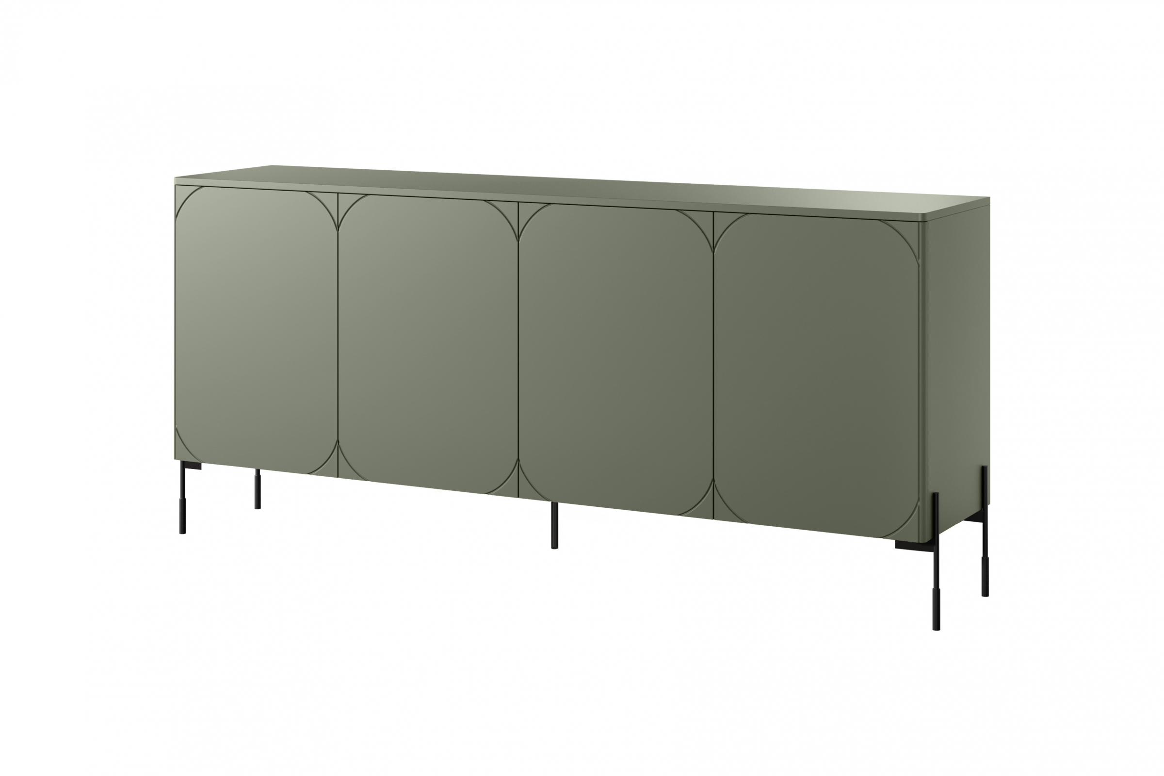 Komoda Sonatia 200 cm s 2 ukrytými zásuvkami - olivová Štvordverová Komoda z czterema ukrytymi zásuvkami Sonatia 200 cm - Oliva