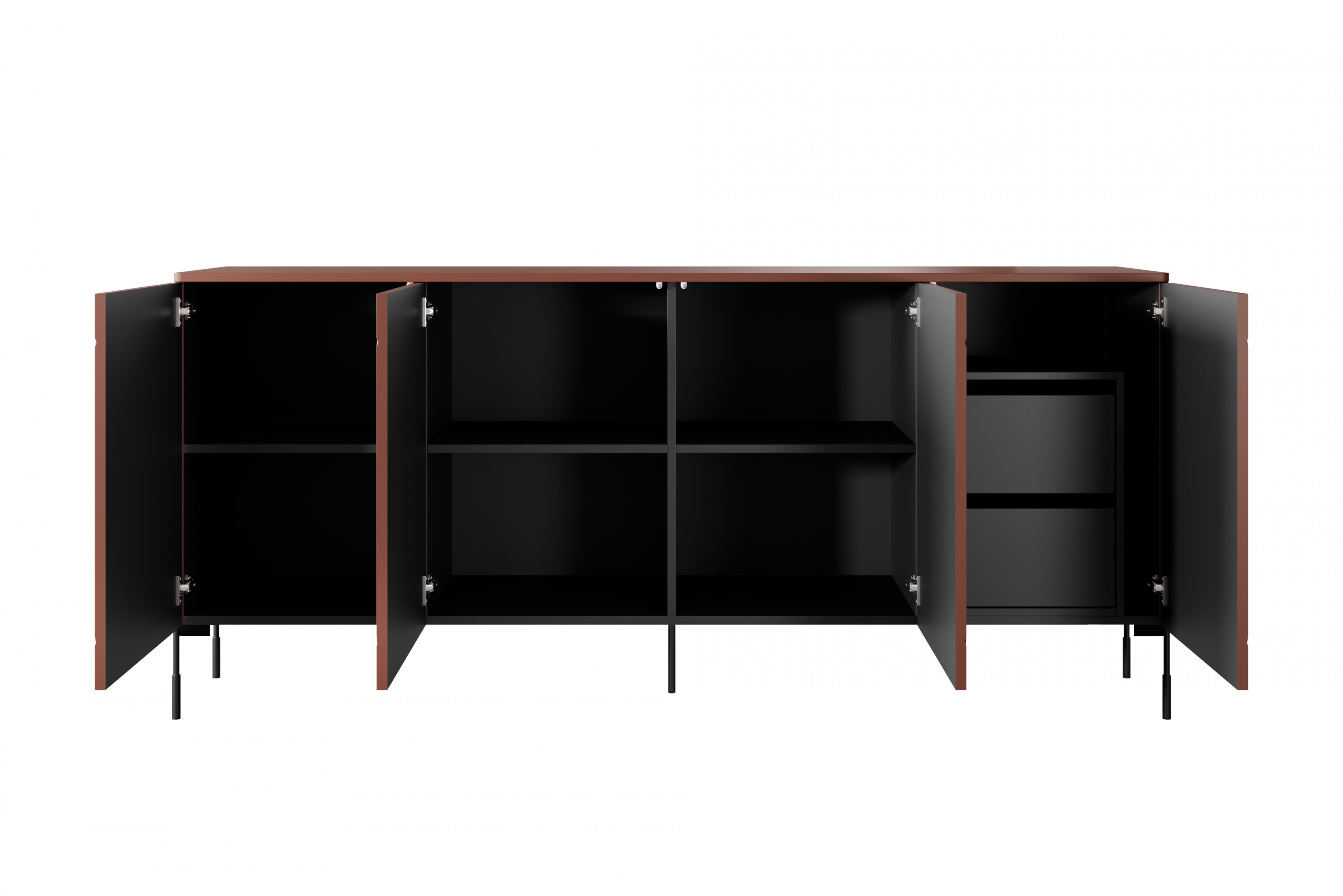 Komoda Sonatia 200 cm s 2 ukrytými zásuvkami - burgundová Štvordverová Komoda s dvoma ukrytymi zásuvkami Sonatia 200 cm - burgund