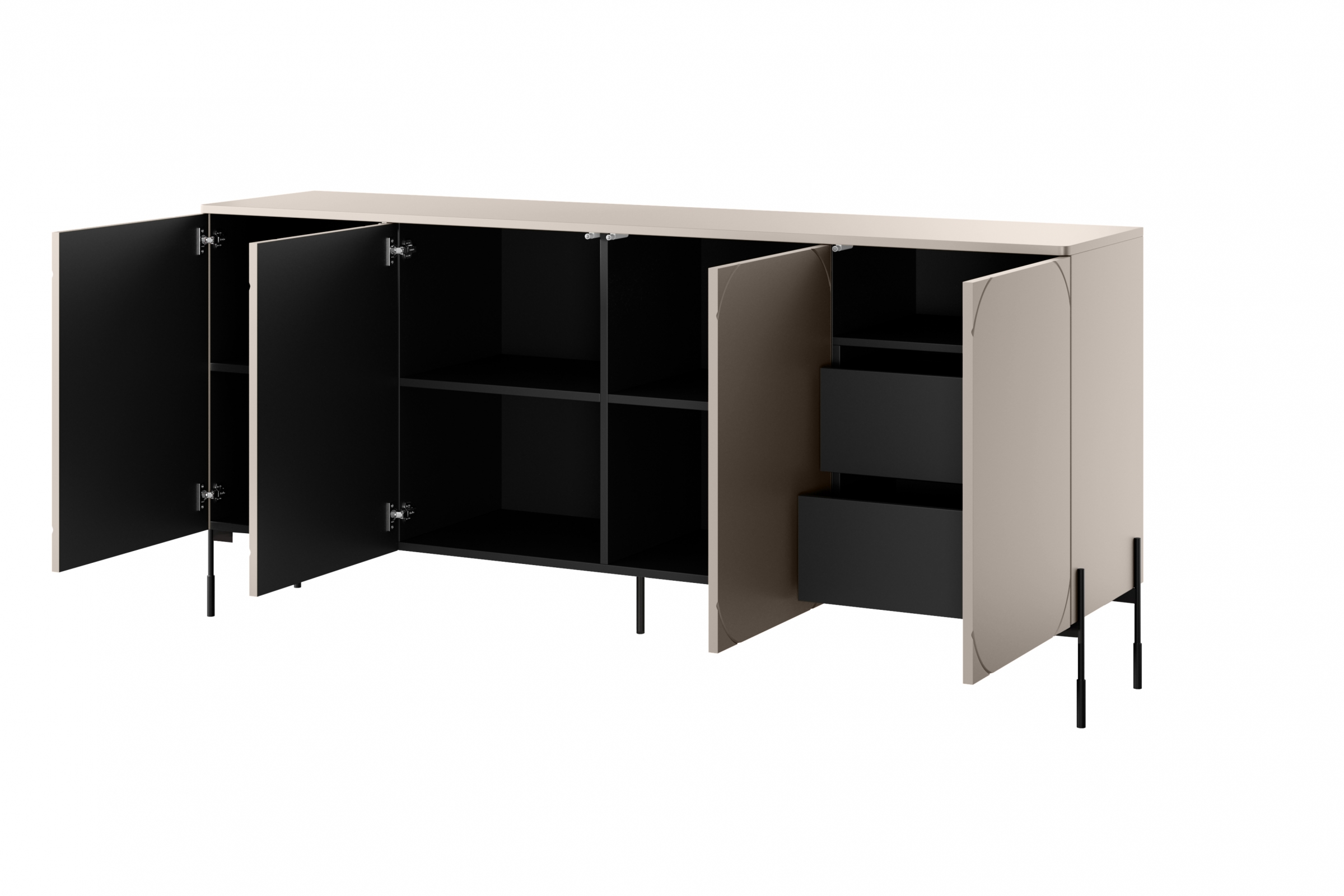 Komoda Sonatia 200 cm s 2 ukrytými zásuvkami - kašmírová Komoda z przegrodami