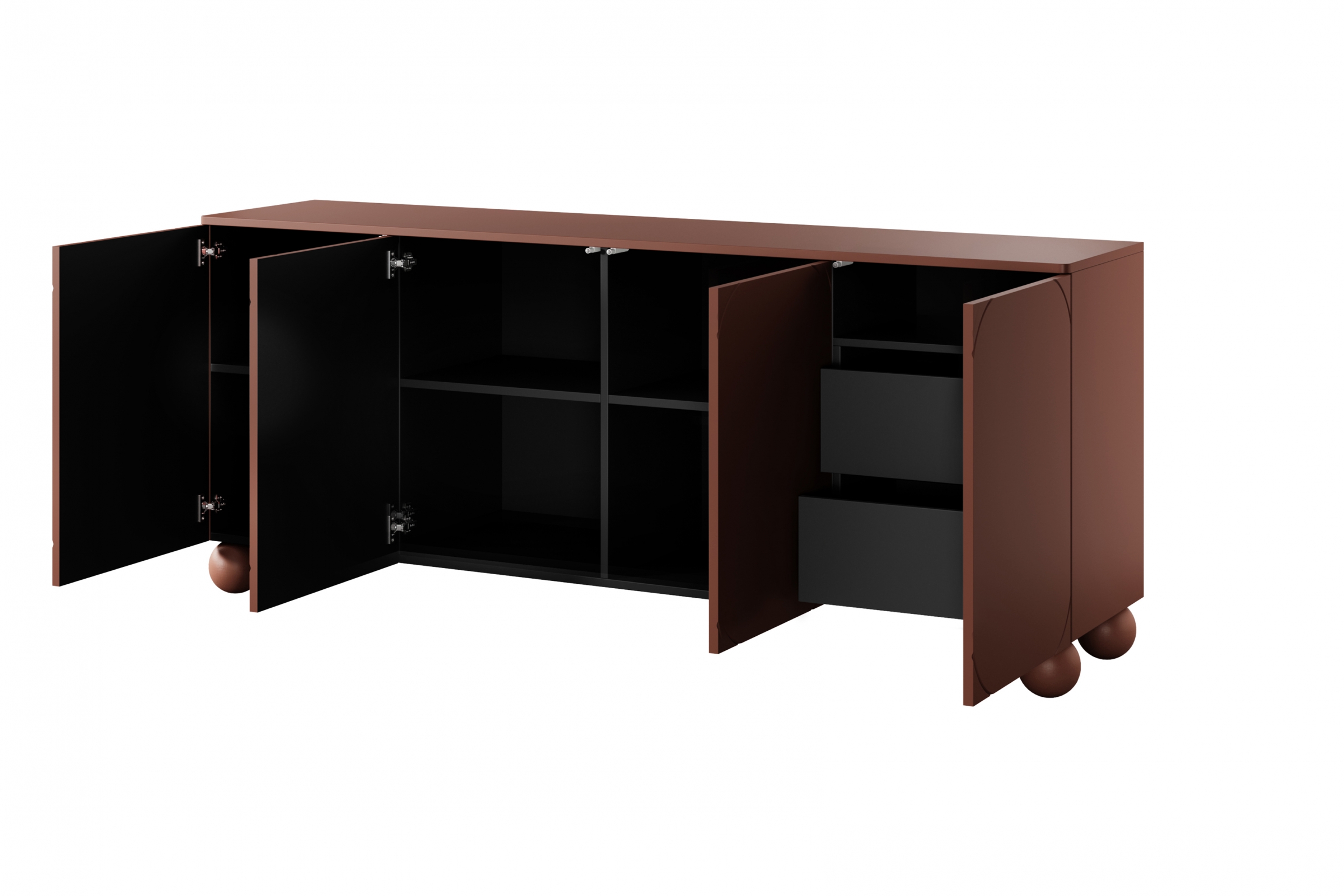 Komoda Sonatia II 200 cm s 2 ukrytými zásuvkami - burgundová Komoda z przegrodami