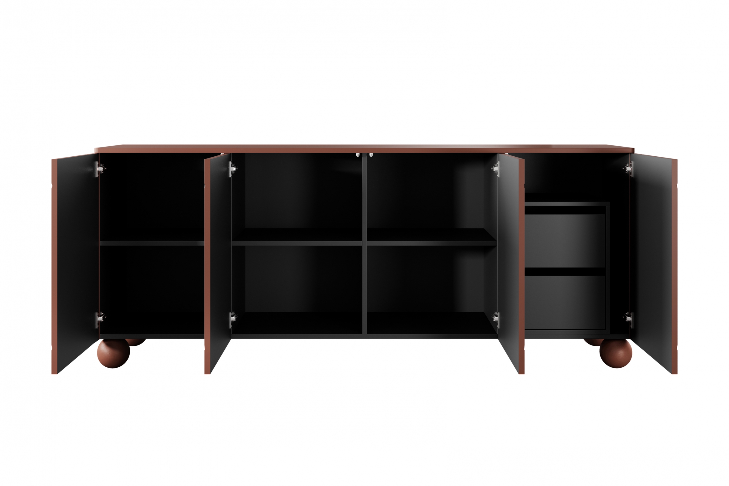 Komoda Sonatia II 200 cm s 2 ukrytými zásuvkami - burgundová Komoda so zásuvkami