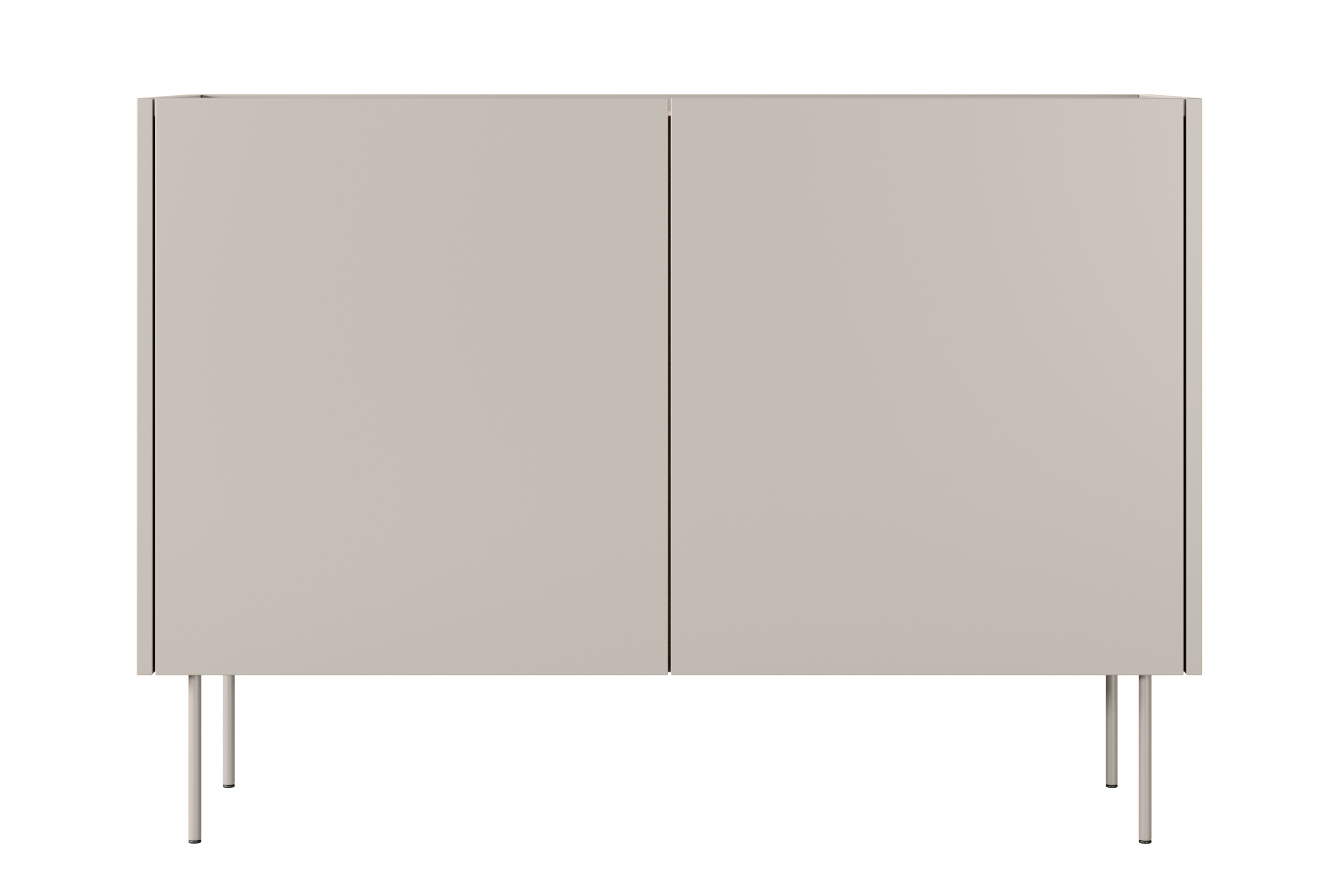 Komoda Desin 120 cm s 2 ukrytými zásuvkami - kašmírová / dub nagano Komoda Desin 120 cm z 2 ukrytymi zásuvkami i metalowymi nogami- kašmír / Dub nagano