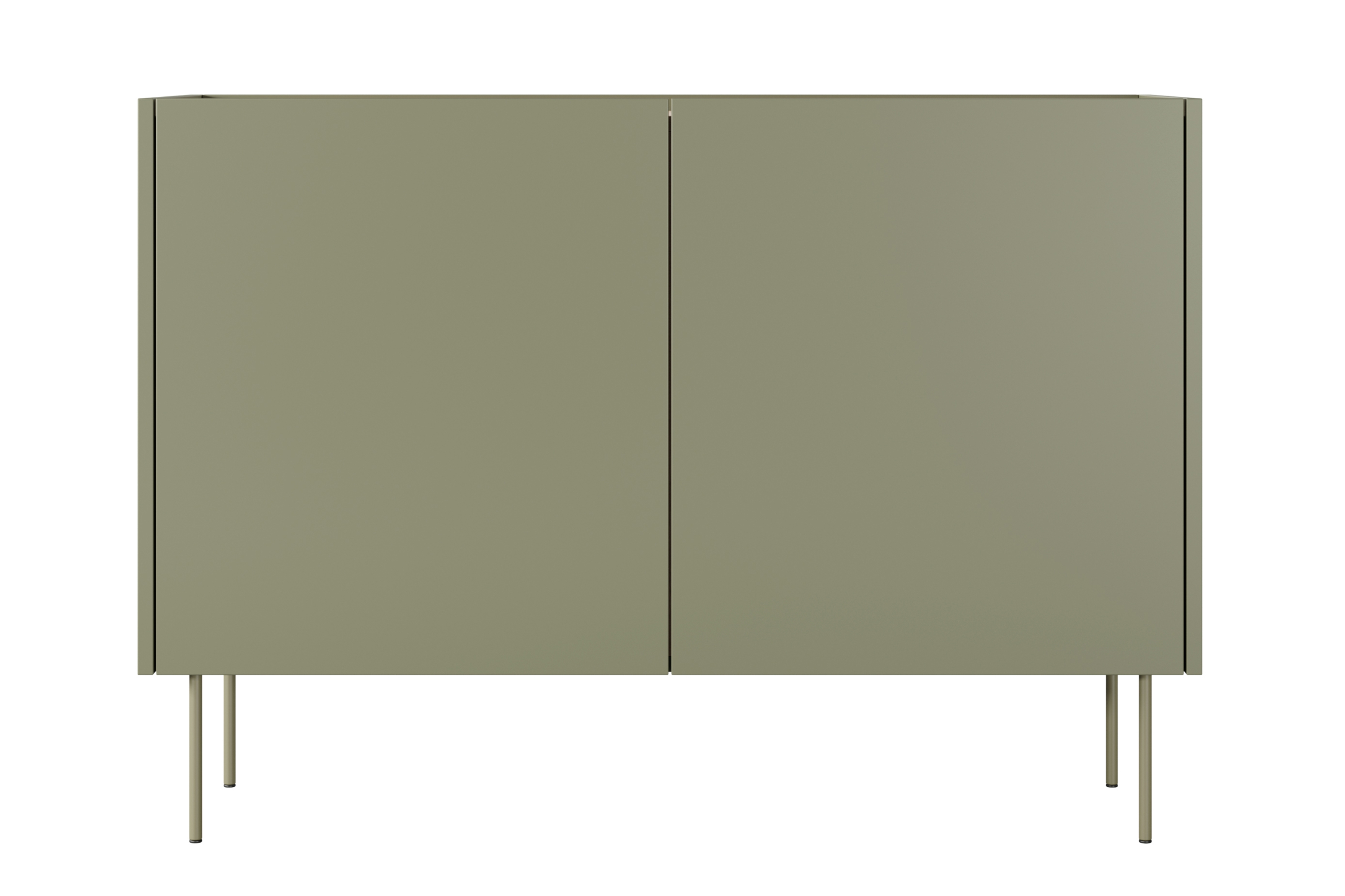 Komoda Desin 120 cm s 2 ukrytými zásuvkami - olivová / dub nagano Komoda Desin 120 cm z 2 ukrytymi zásuvkami i metalowymi nogami- Oliva / Dub nagano