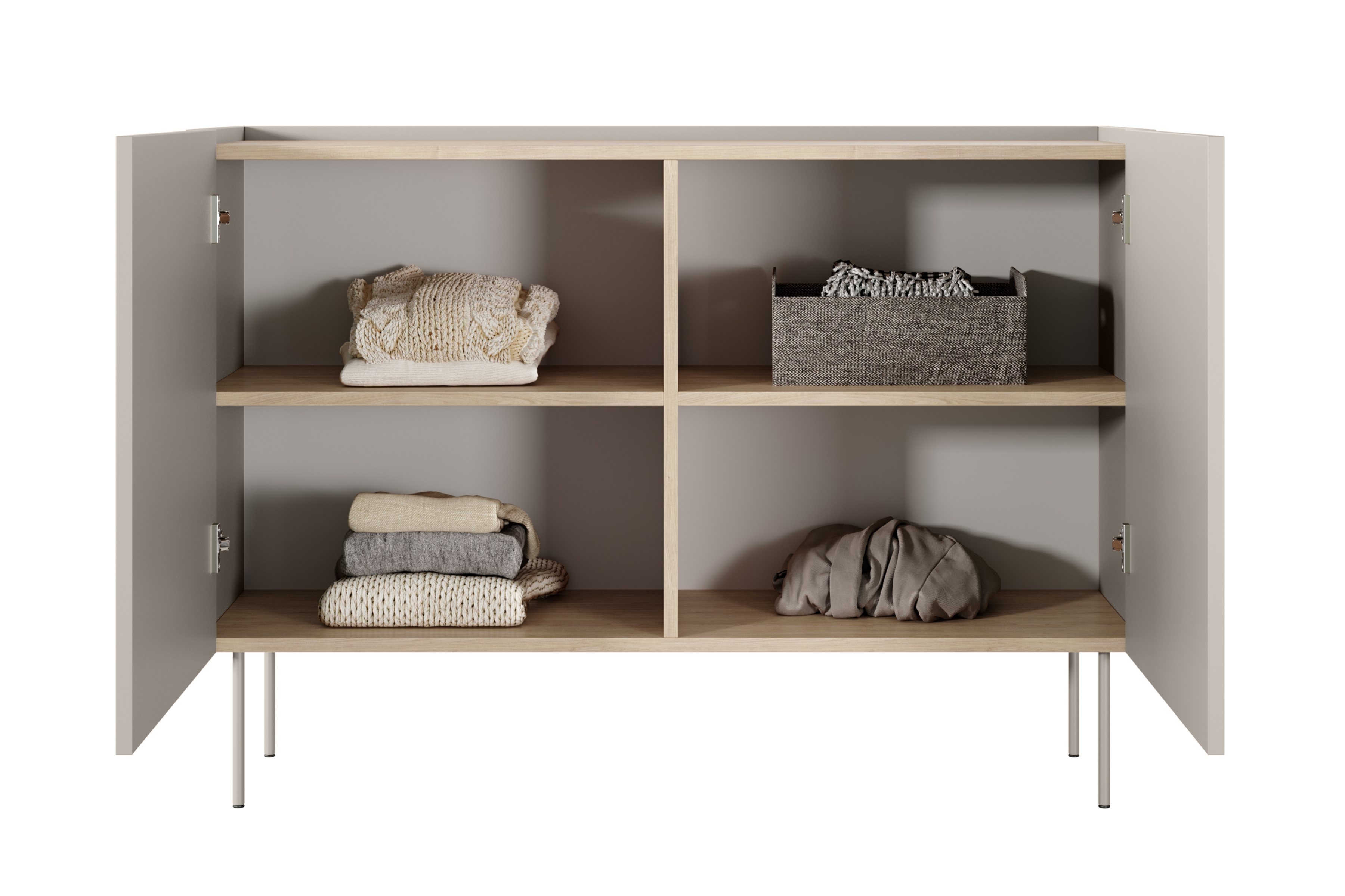 Komoda Desin 120 cm - kašmírová / dub nagano Komoda Desin 120 cm z metalowymi nogami - kašmír / Dub nagano