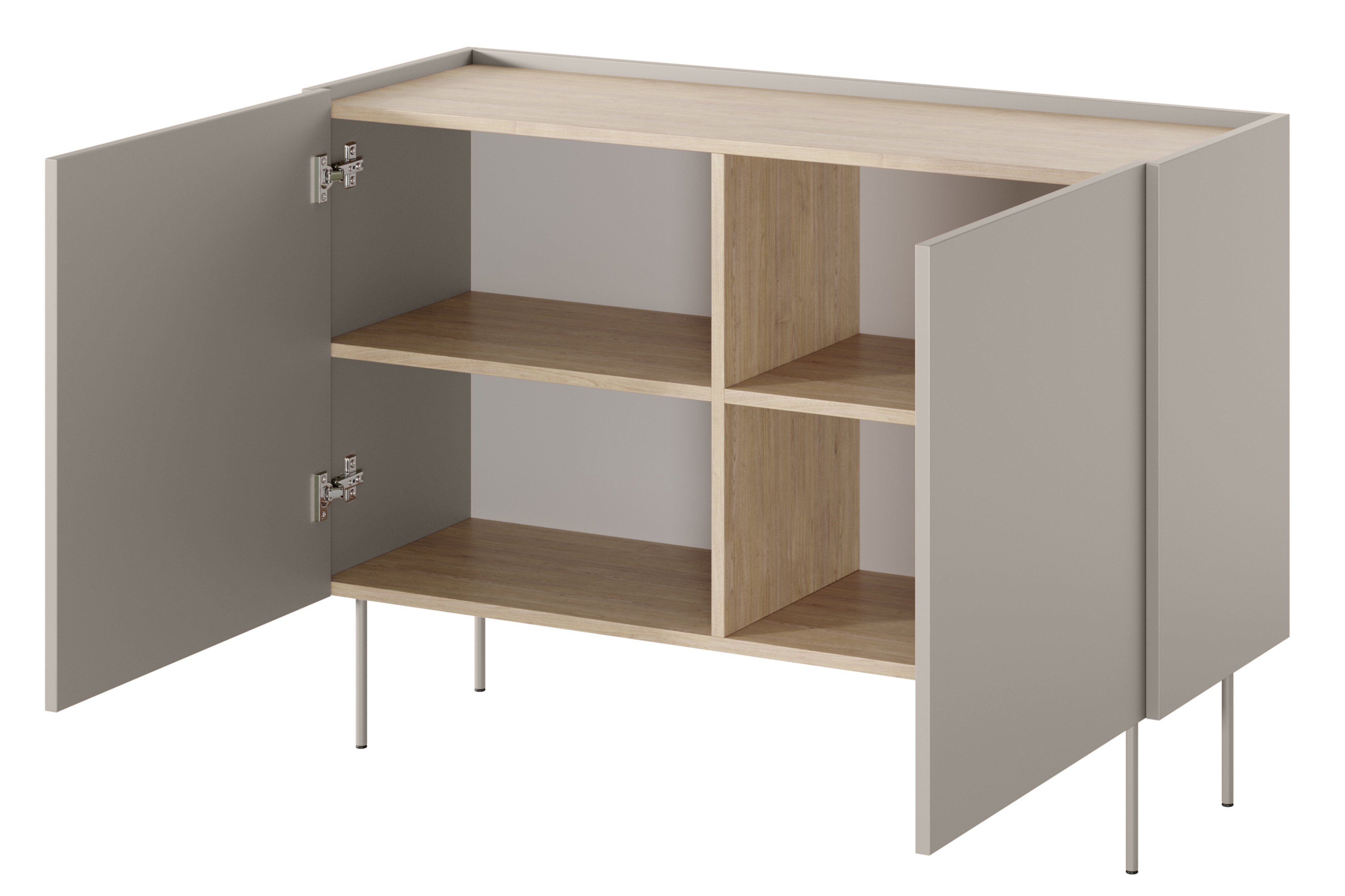 Komoda Desin 120 cm - kašmírová / dub nagano Komoda Desin 120 cm z metalowymi nogami - kašmír / Dub nagano