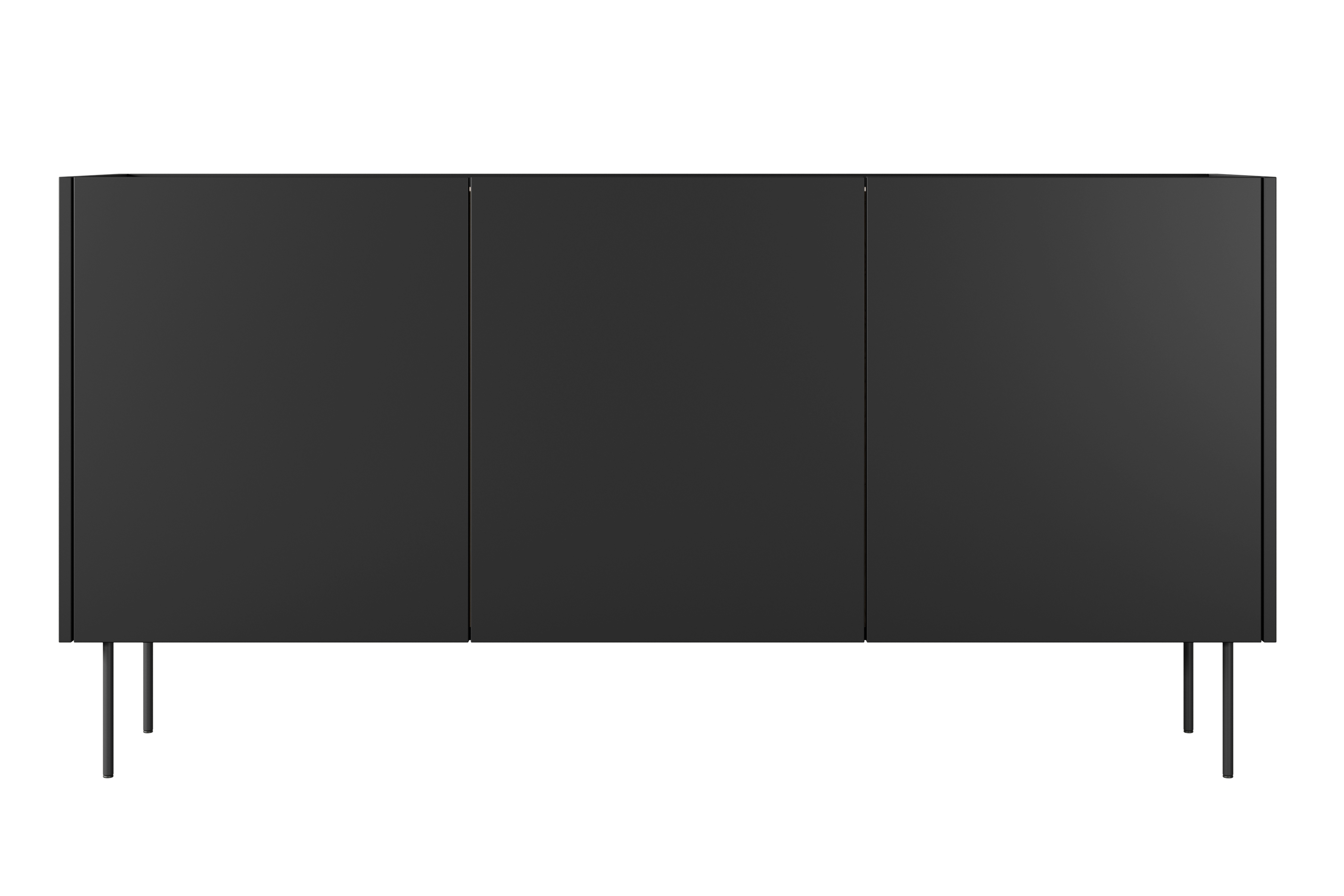 Komoda Desin 170 cm s 2 ukrytými zásuvkami - čierny mat / dub nagano Komoda Desin 170 cm z 2 ukrytymi zásuvkami i metalowymi nogami - Čierny mat / Dub nagano