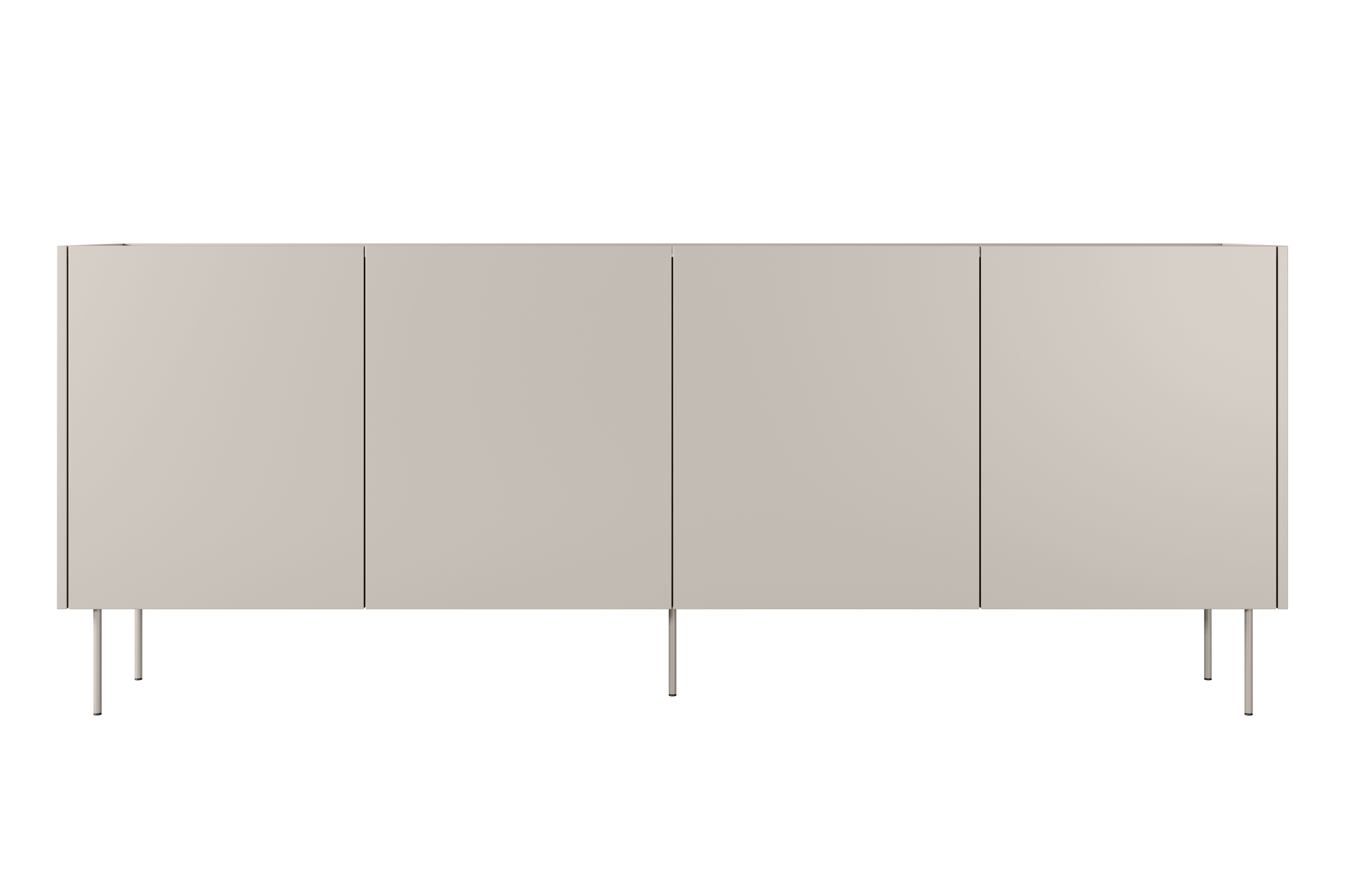 Komoda Desin 220 cm s 2 ukrytými zásuvkami - kašmírová / dub nagano Komoda Desin 220 cm z 2 ukrytymi zásuvkami i metalowymi nogami - kašmír / Dub nagano