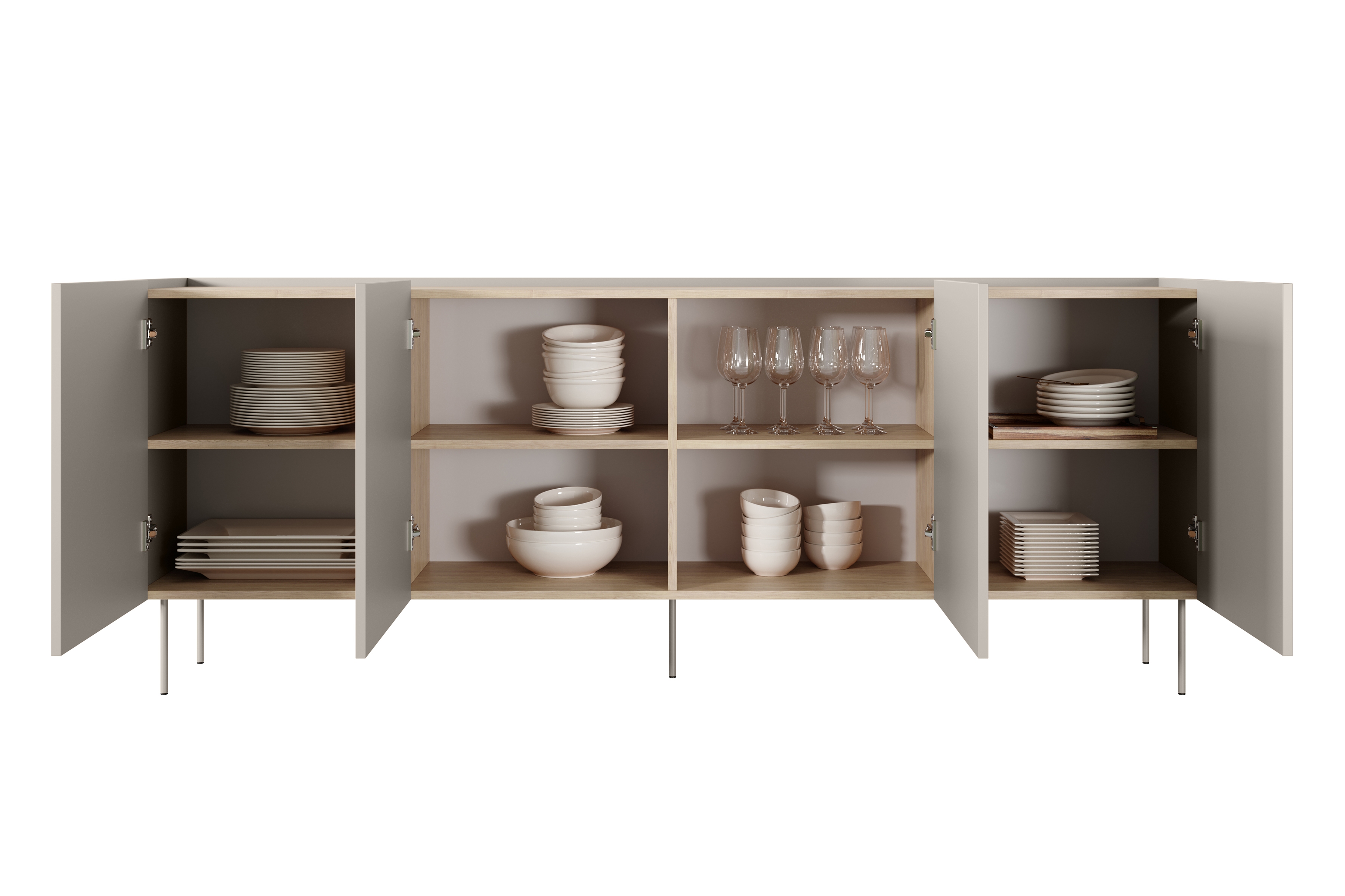 Komoda Desin 220 cm - kašmír / dub nagano Komoda Desin 220 cm z metalowymi nogami - kašmír / dub nagano