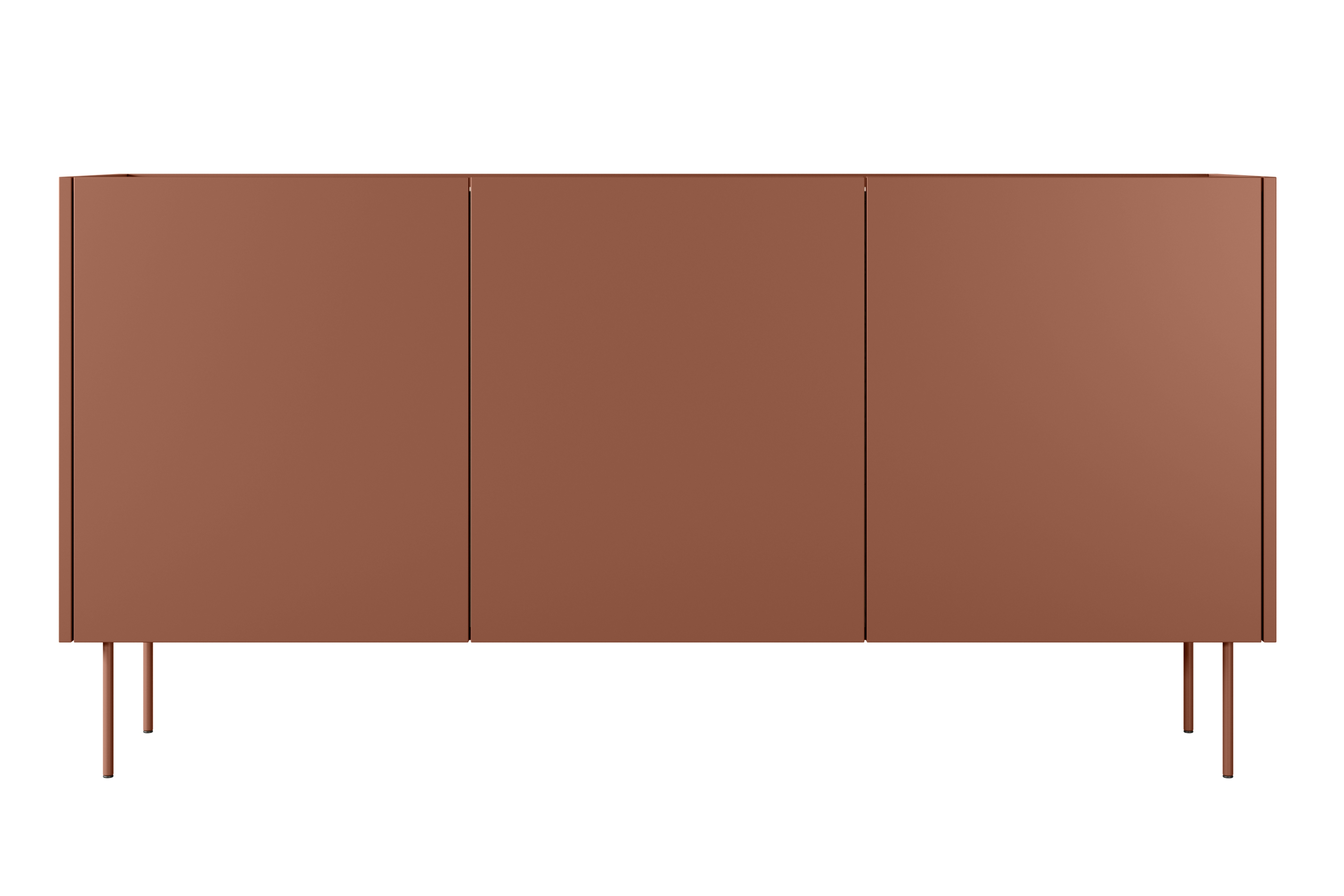 Komoda Desin 170 cm s 2 ukrytými zásuvkami - ceramic red / dub nagano Komoda Desin z 2 ukrytymi zásuvkami i metalowymi nogami 170 cm - ceramic red / Dub nagano