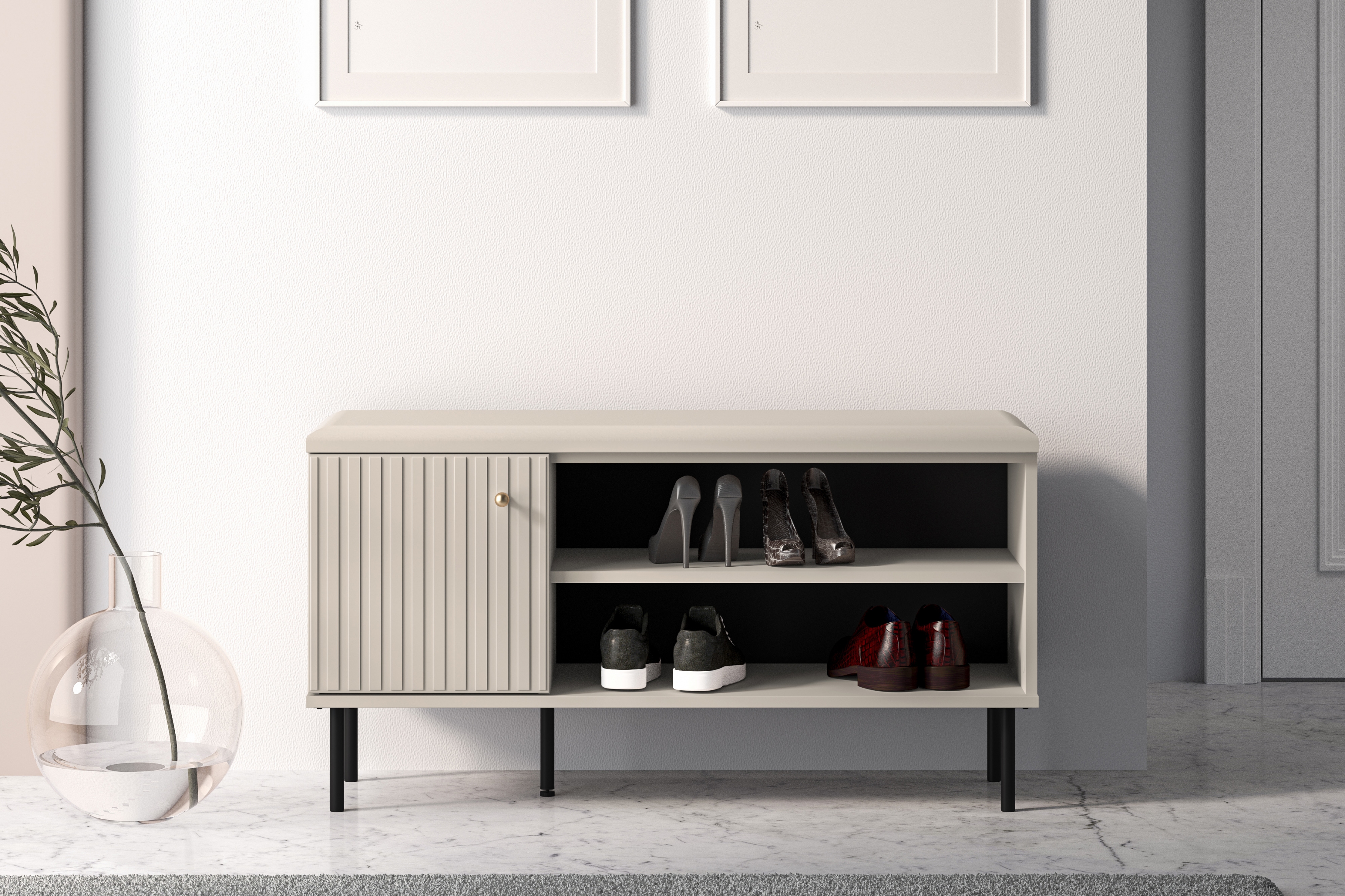 Předsíňová komoda Jamuzi 102 cm - kašmír Komoda do předsíně Jamuzi 15 - 102 cm - kašmír